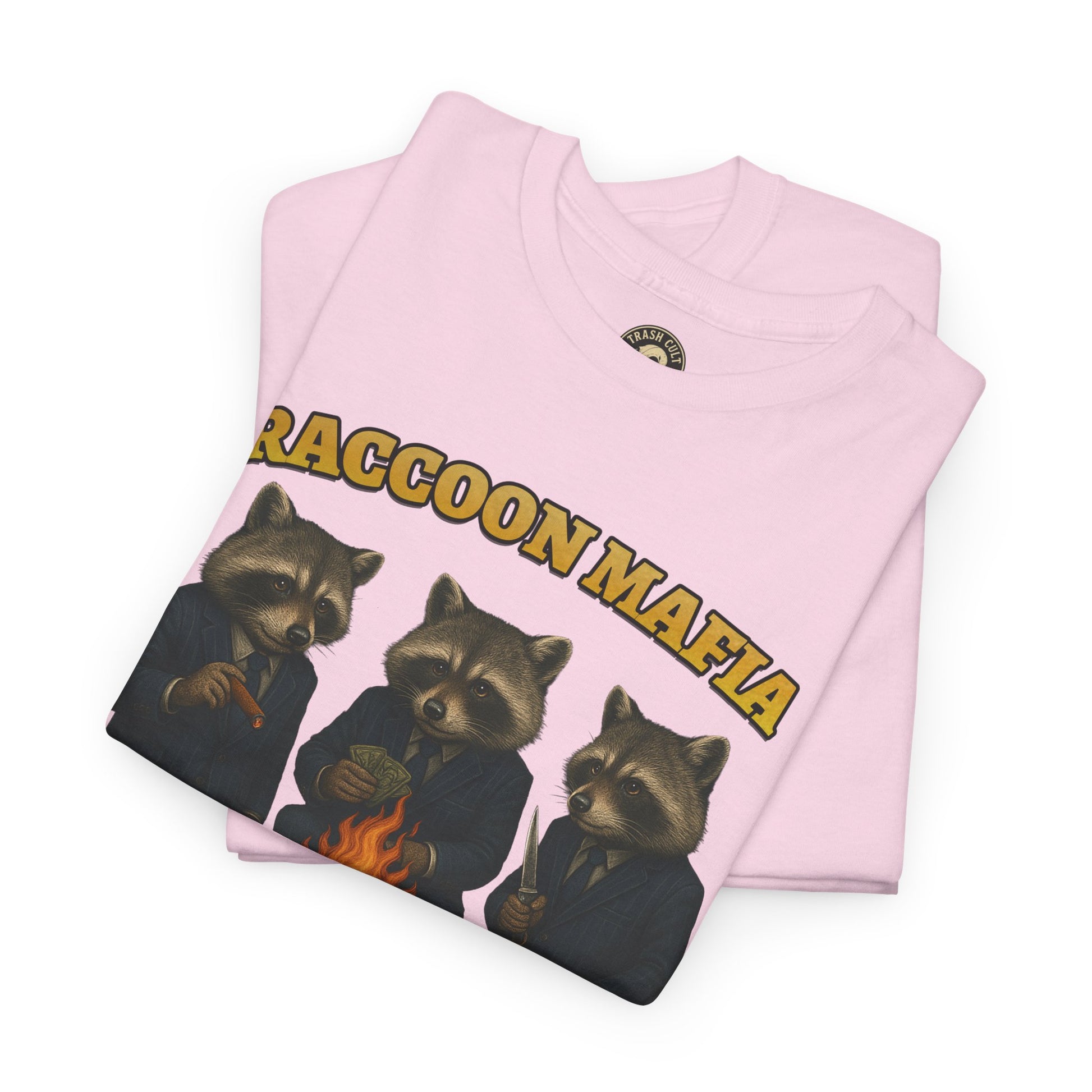 Raccoon Mafia T-Shirt – Realistic Gangster Raccoons in Suits | Trash Cult Supply Co | Gildan 5000