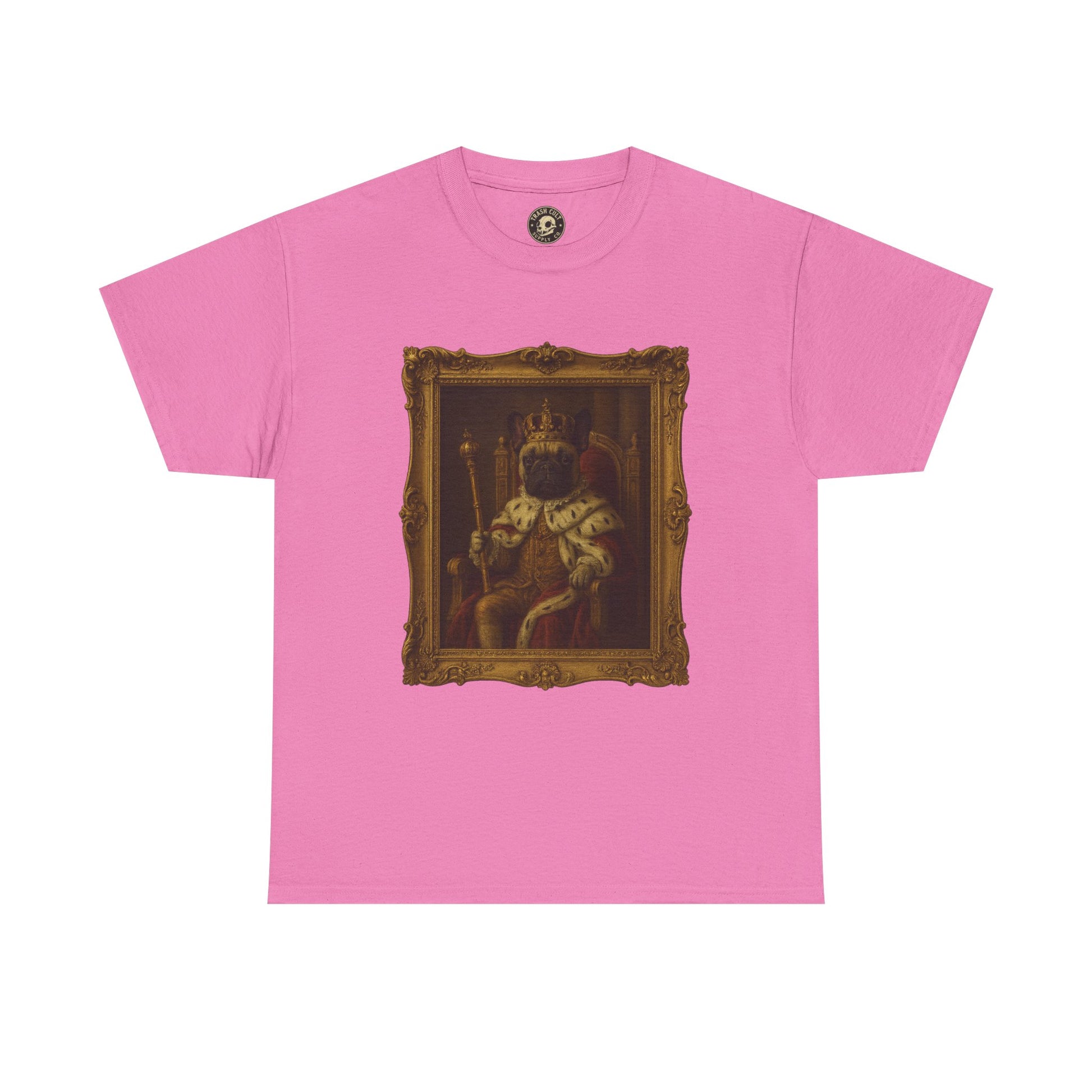 French Bulldog King Baroque Portrait Shirt – Funny Royal Dog Tee – Gildan 5000 Unisex Heavy Cotton