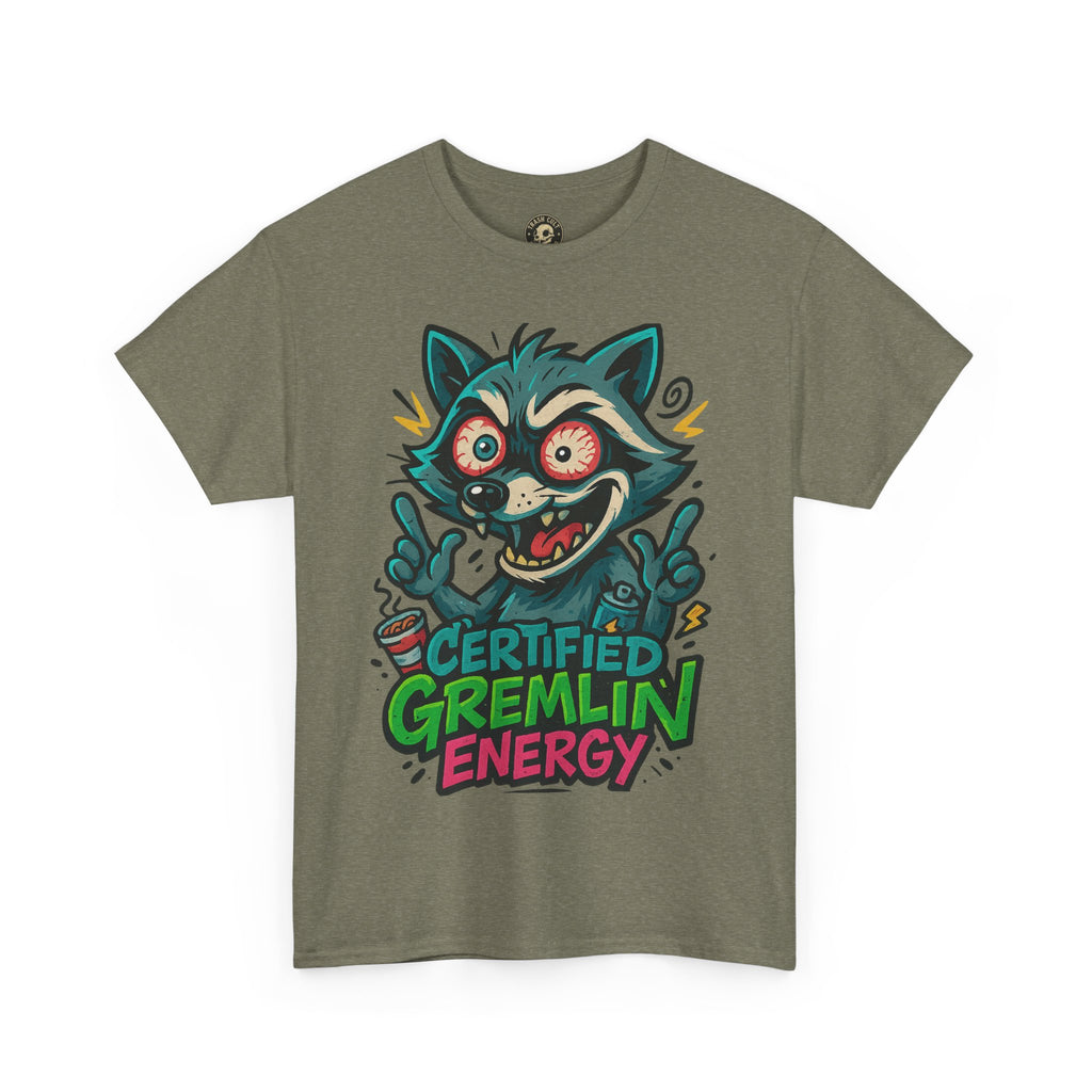 Certified Gremlin Energy Tee – ADHD Raccoon Shirt, Funny Unisex T-Shirt, Graffiti Style Gift for Goblins & Night Owls