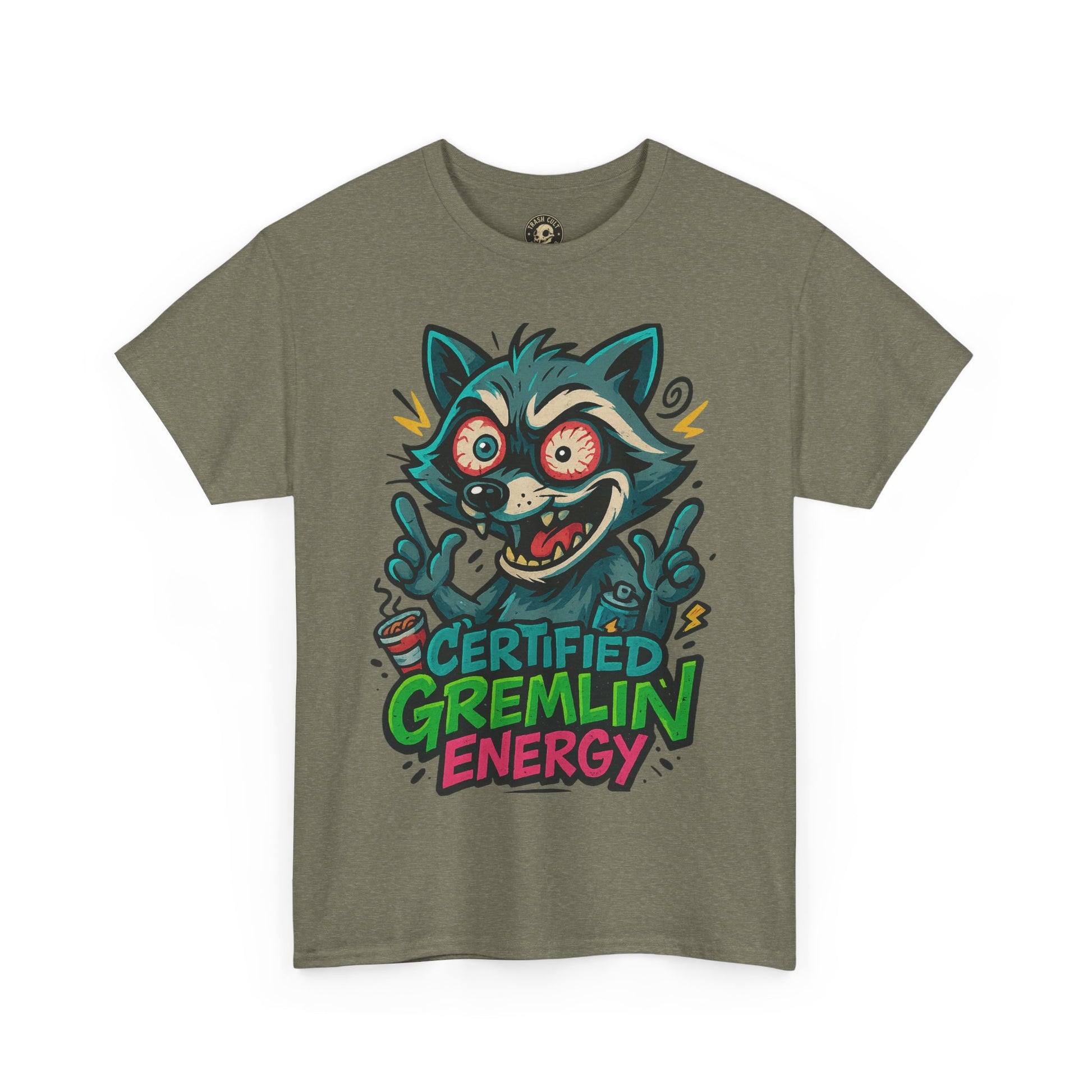 Certified Gremlin Energy Tee – ADHD Raccoon Shirt, Funny Unisex T-Shirt, Graffiti Style Gift for Goblins & Night Owls
