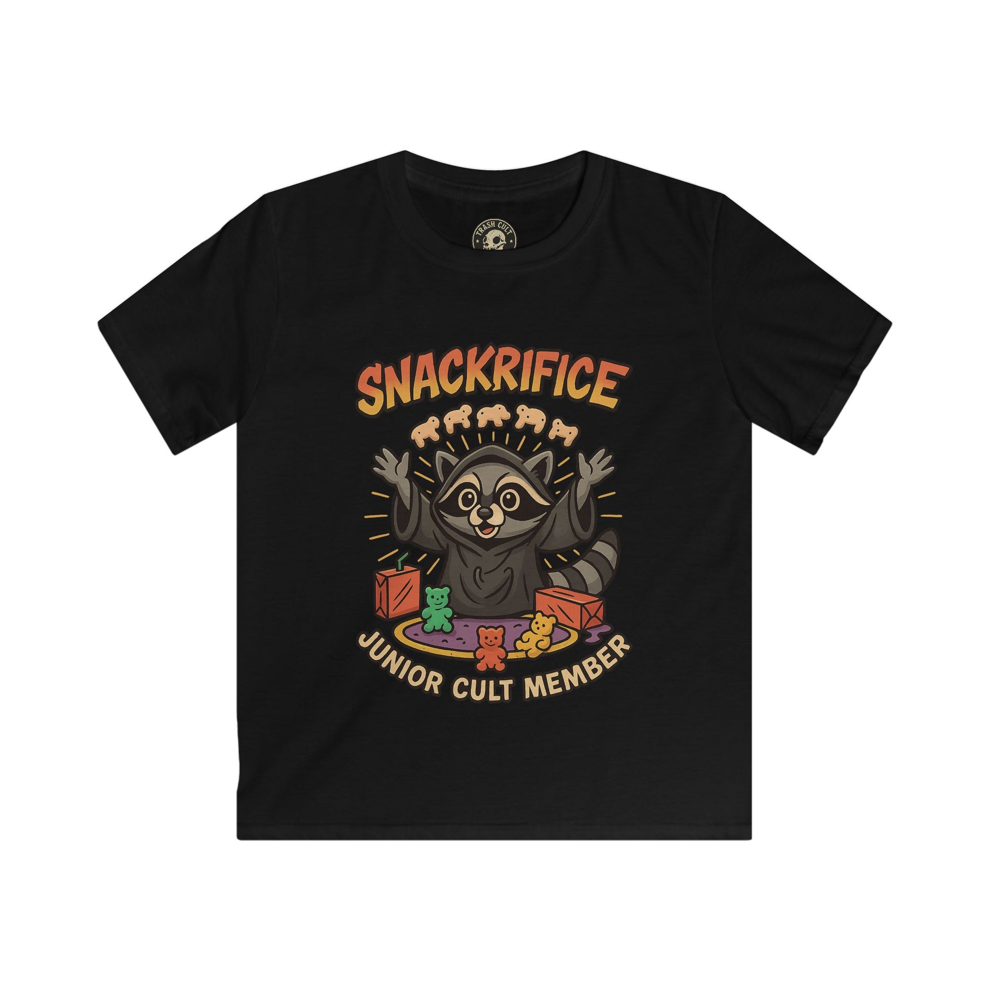 Snackrifice Junior Cult Member Kids Tee - Fun T-Shirt for Kids, Playful Gift, Cool Birthday Shirt, Youth Graphic Tee, Unique Kids Apparel
