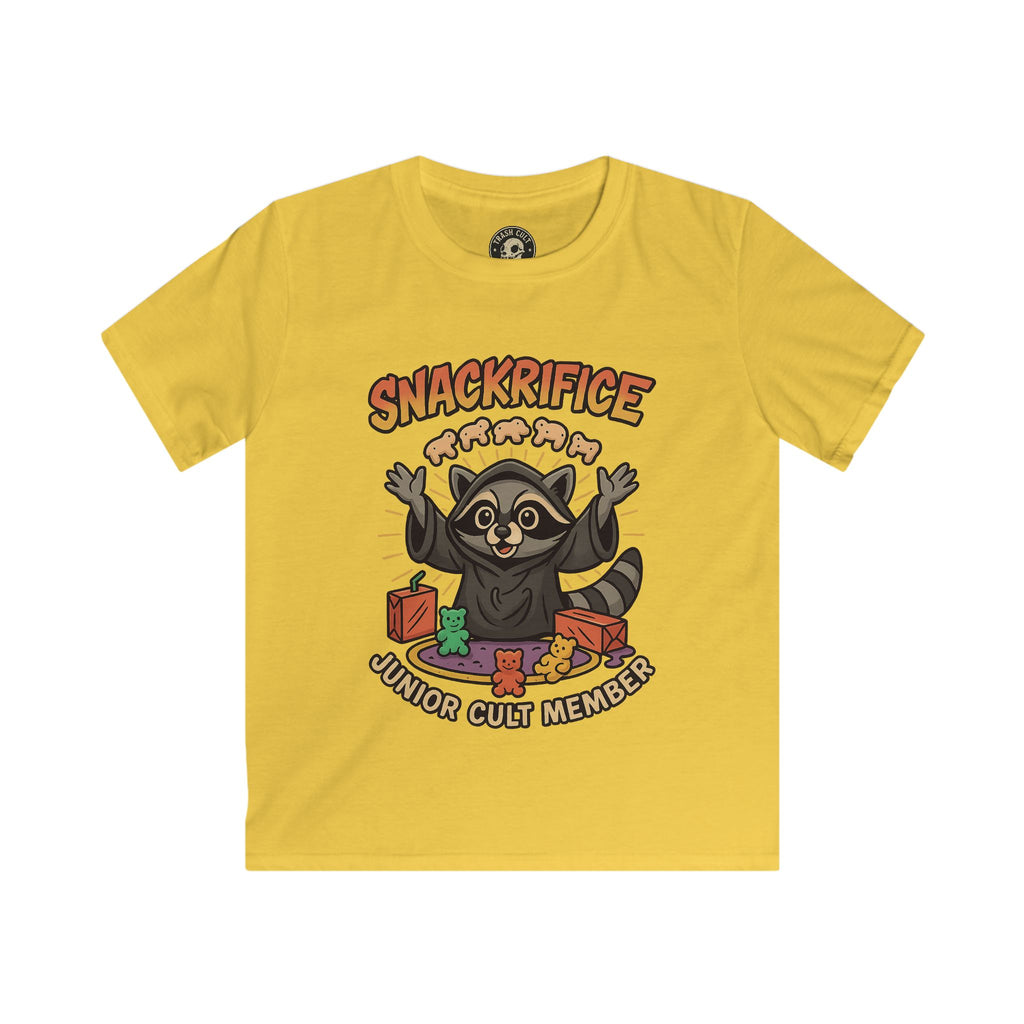 Snackrifice Junior Cult Member Kids Tee - Fun T-Shirt for Kids, Playful Gift, Cool Birthday Shirt, Youth Graphic Tee, Unique Kids Apparel
