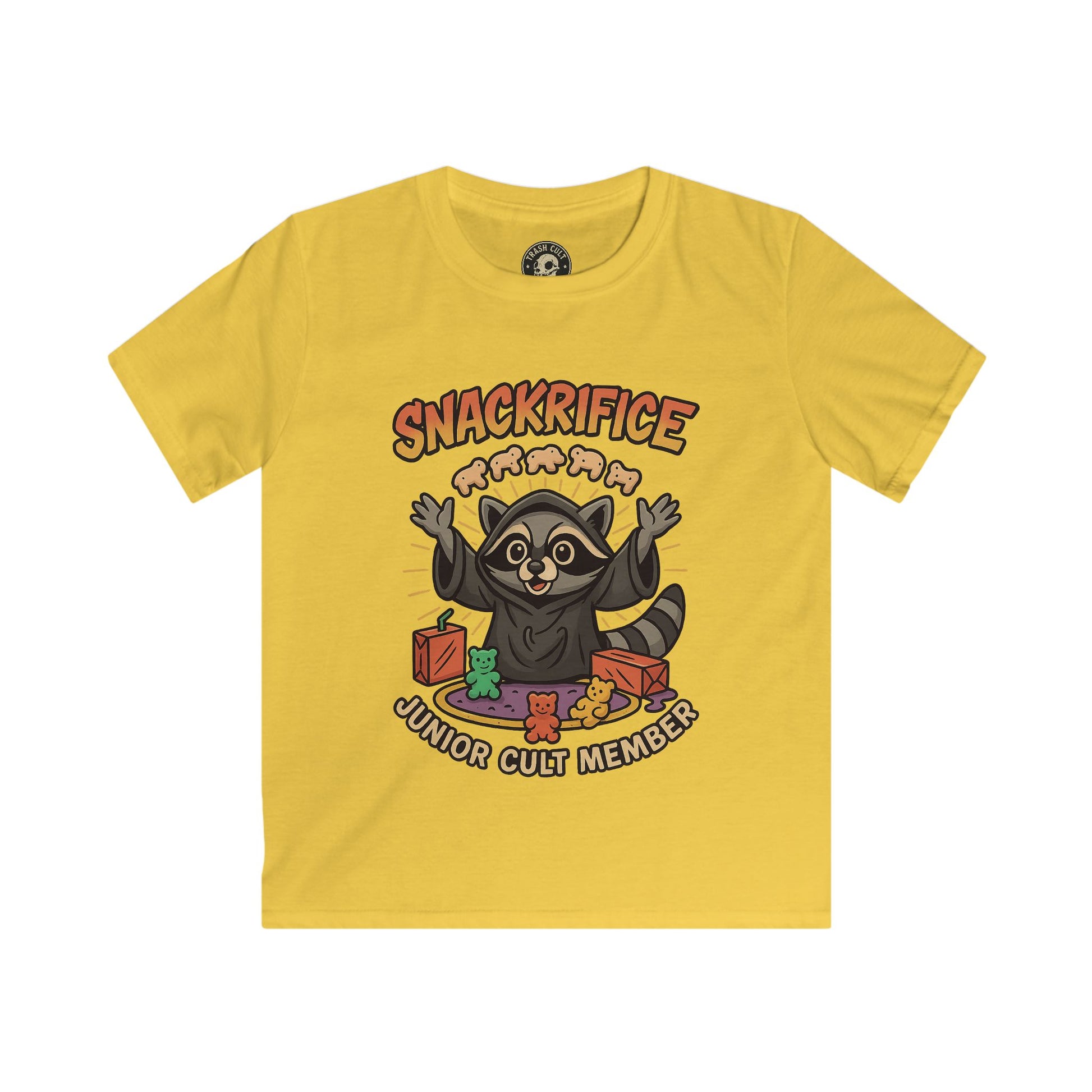 Snackrifice Junior Cult Member Kids Tee - Fun T-Shirt for Kids, Playful Gift, Cool Birthday Shirt, Youth Graphic Tee, Unique Kids Apparel