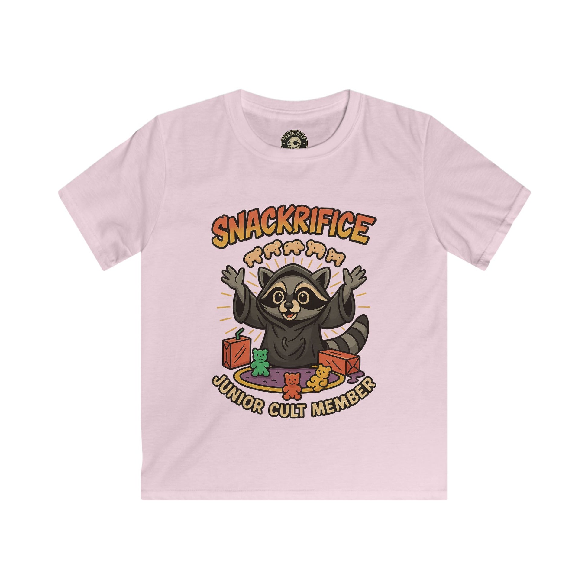 Snackrifice Junior Cult Member Kids Tee - Fun T-Shirt for Kids, Playful Gift, Cool Birthday Shirt, Youth Graphic Tee, Unique Kids Apparel
