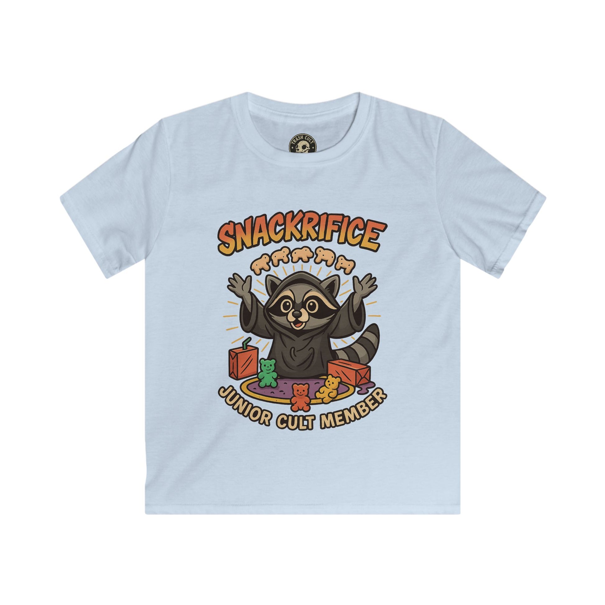 Snackrifice Junior Cult Member Kids Tee - Fun T-Shirt for Kids, Playful Gift, Cool Birthday Shirt, Youth Graphic Tee, Unique Kids Apparel