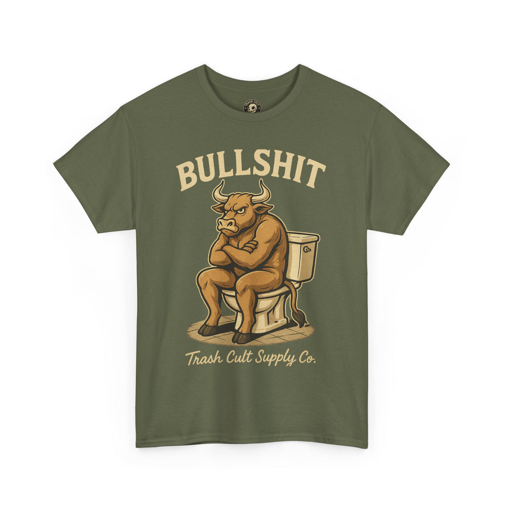 “BULLSHIT” Angry Bull Toilet Tee – Trash Cult Supply Co. | Gildan 5000 T-Shirt