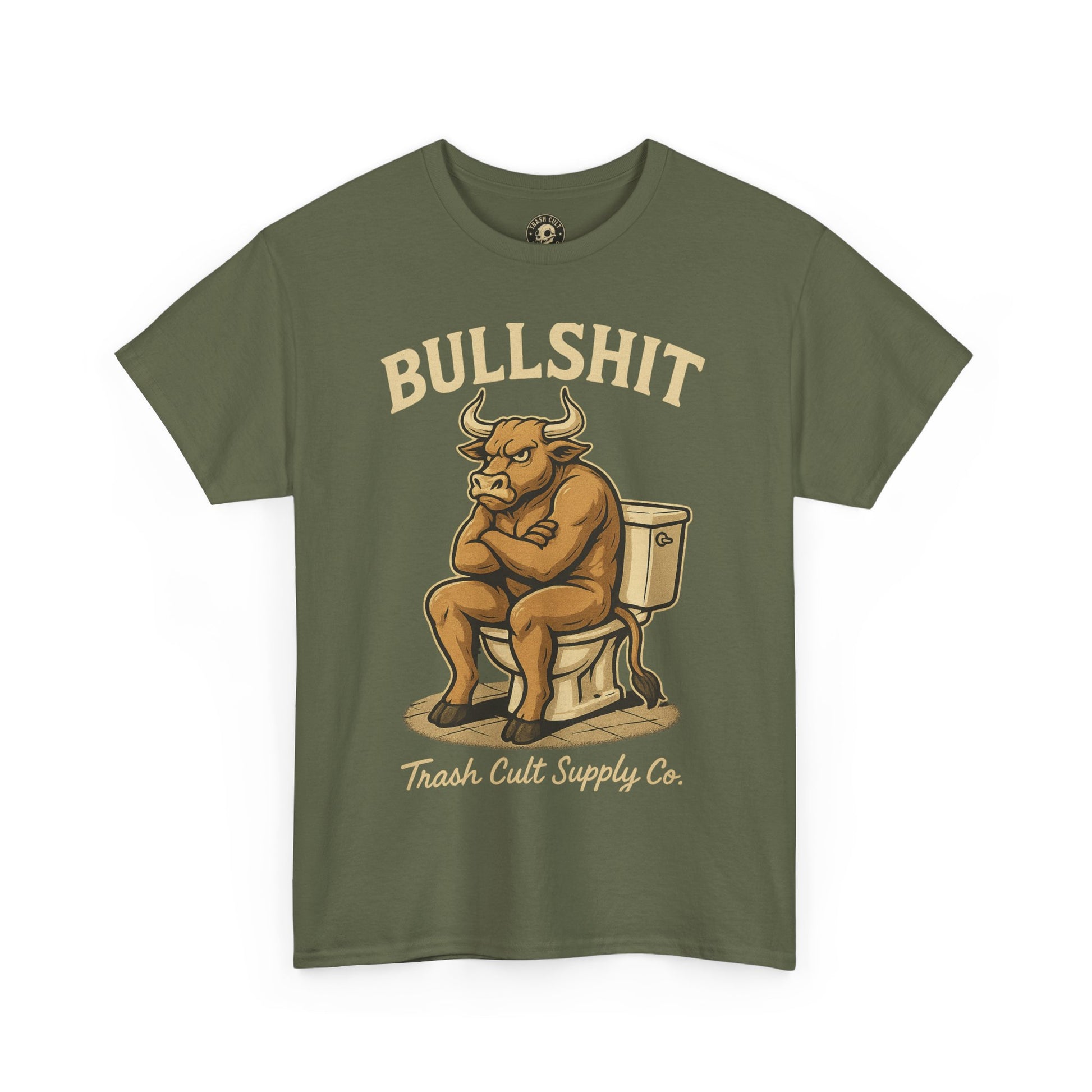 “BULLSHIT” Angry Bull Toilet Tee – Trash Cult Supply Co. | Gildan 5000 T-Shirt