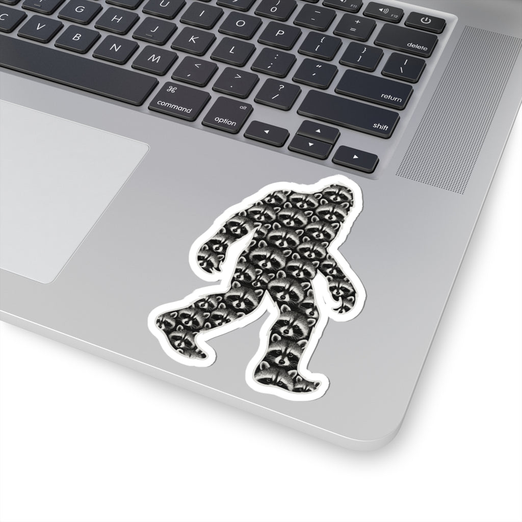 Bigfoot Raccoon Collage Sticker – Funny Cryptid Kiss Cut Design