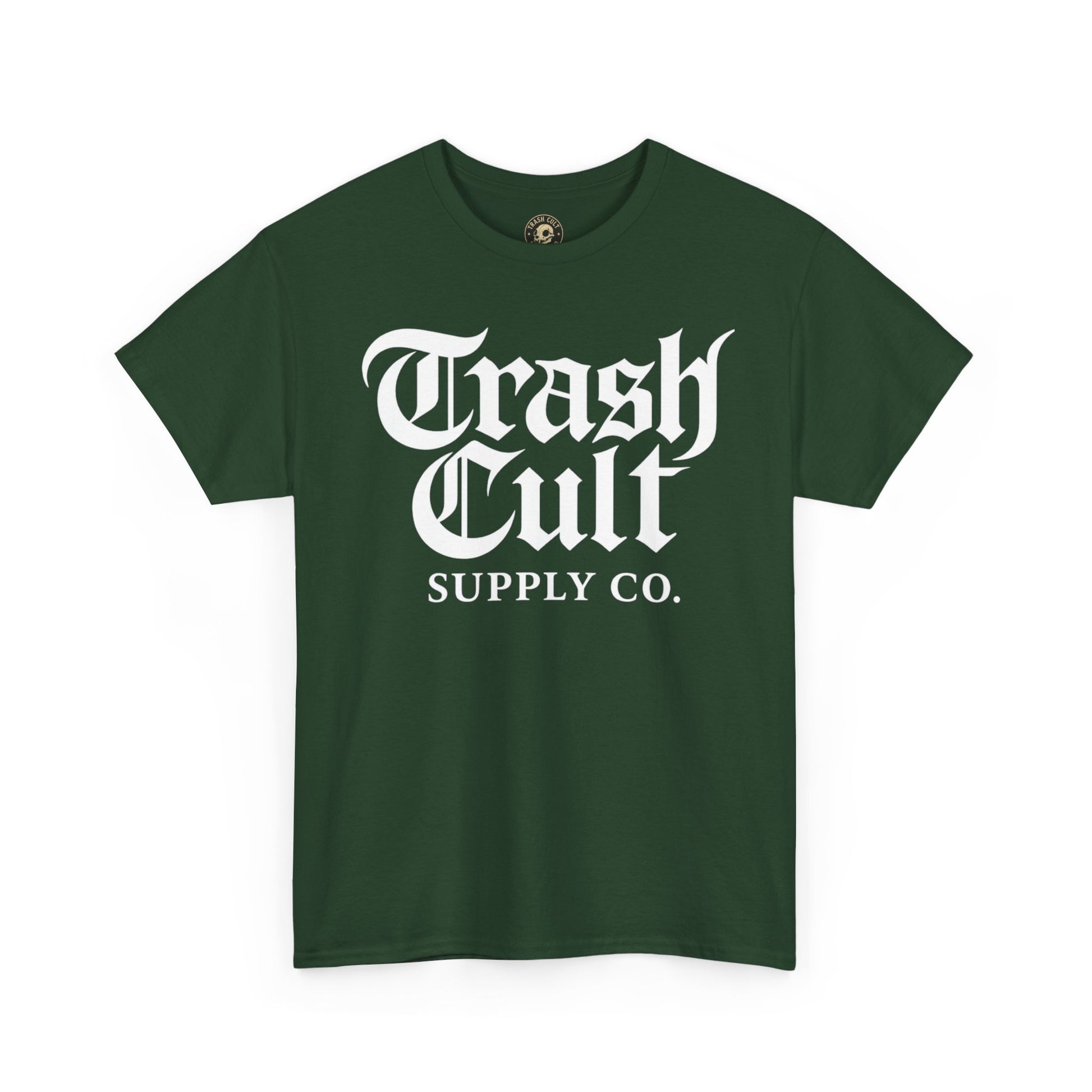 Trash Cult Gothic Logo Shirt – White Cyber Gothic Print on Gildan 5000