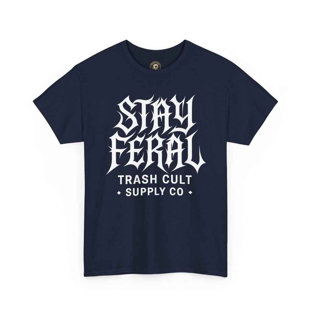 Unisex Heavy Cotton Tee - Stay Feral Graphic Tee, Streetwear Shirt, Gift for Wild Spirits, Eco-Friendly Casualwear, Summer Fashion