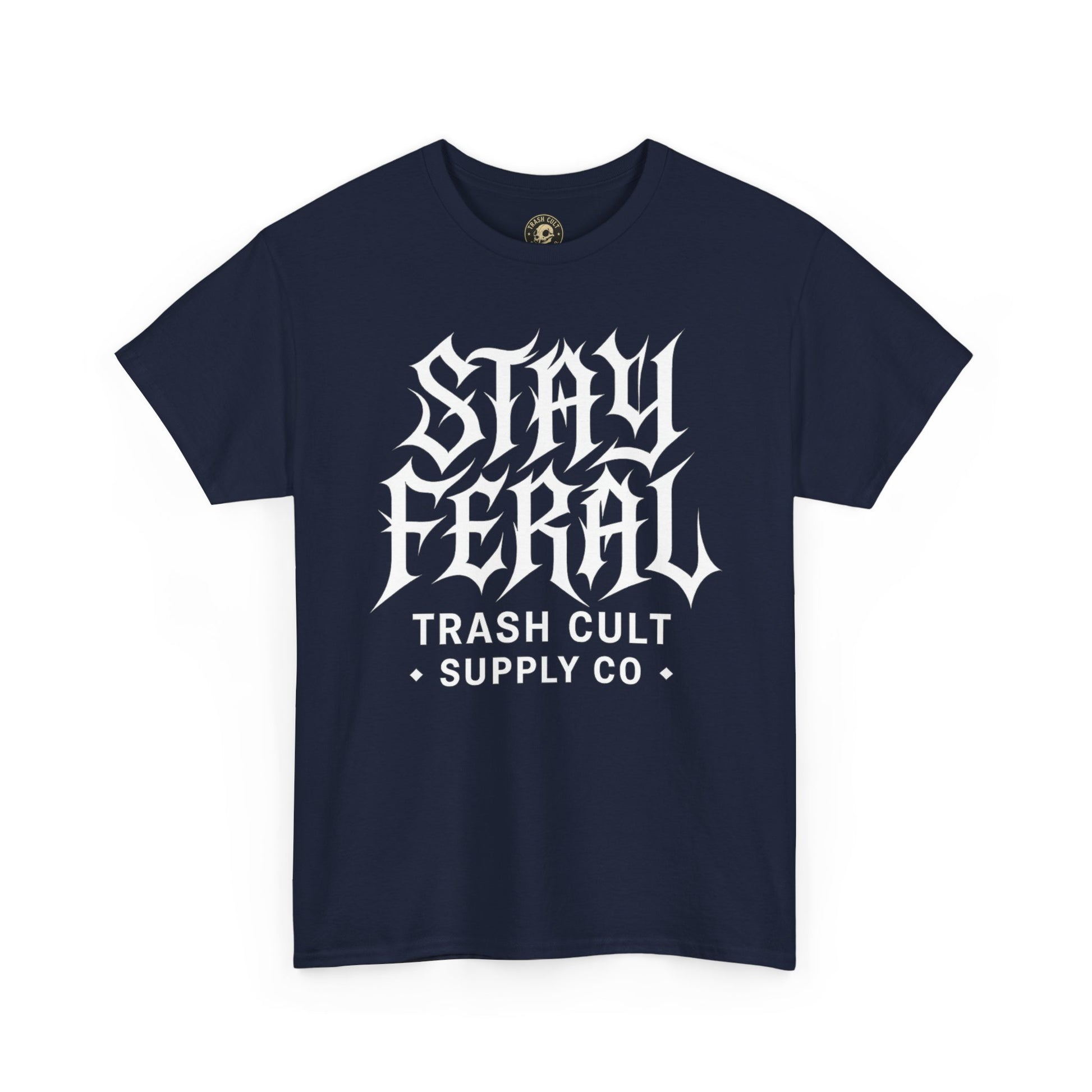 Unisex Heavy Cotton Tee - Stay Feral Graphic Tee, Streetwear Shirt, Gift for Wild Spirits, Eco-Friendly Casualwear, Summer Fashion