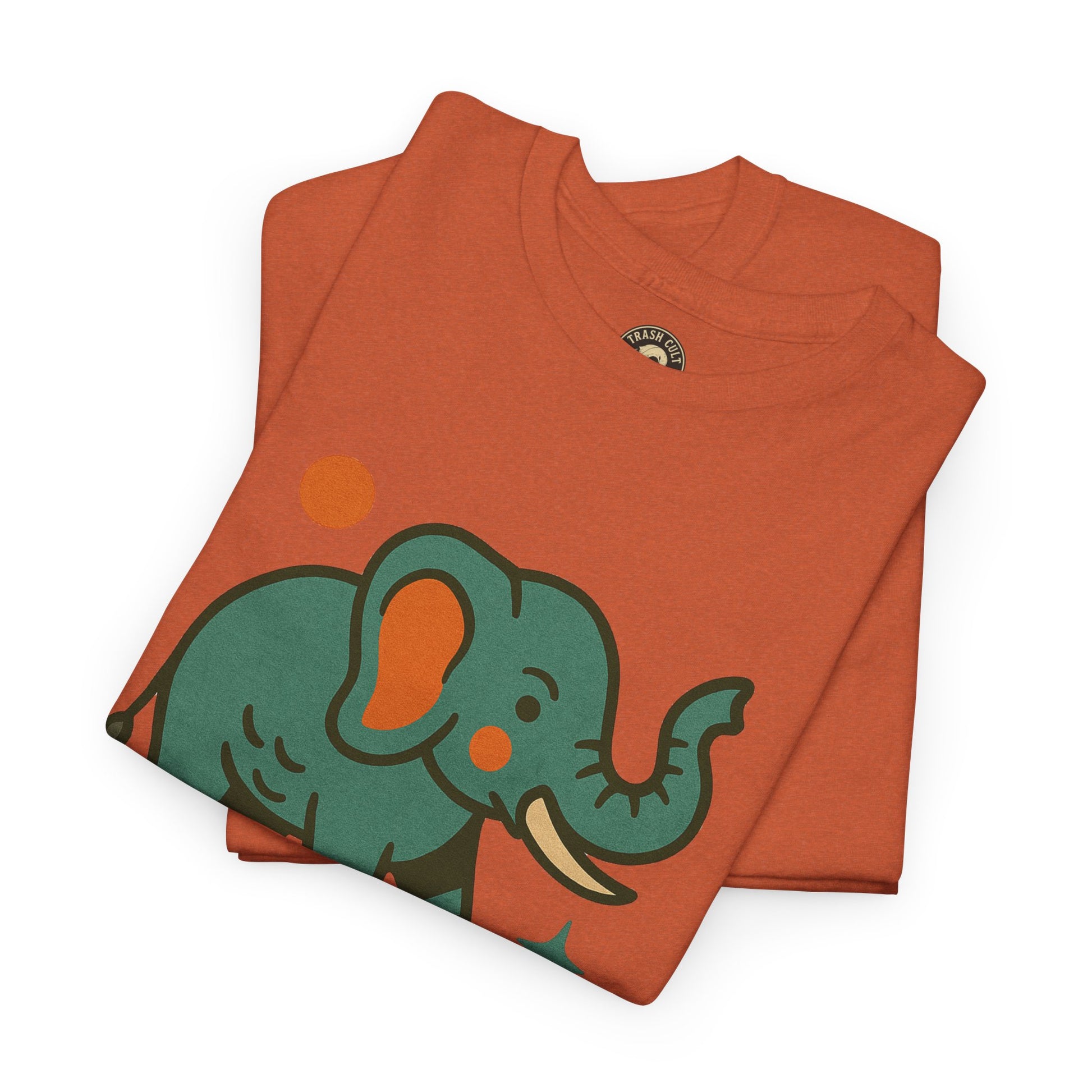 Trash Cult Elephant Unisex Heavy Cotton Tee, Eco-Friendly Shirt, Cool Casual Tee, Gift for Animal Lovers, Vintage Style T-Shirt