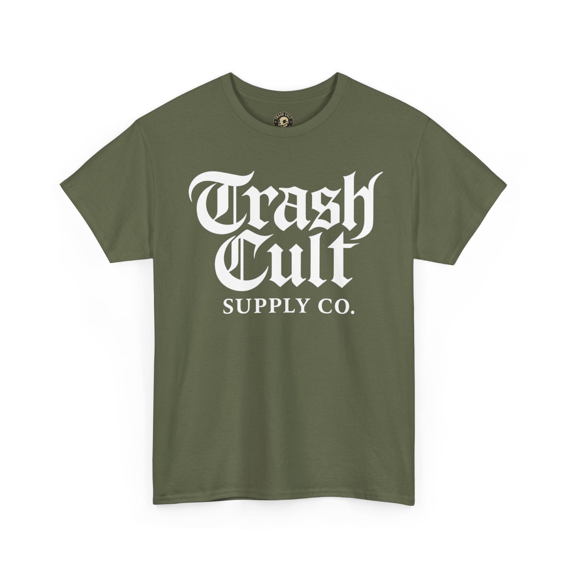 Trash Cult Gothic Logo Shirt – White Cyber Gothic Print on Gildan 5000