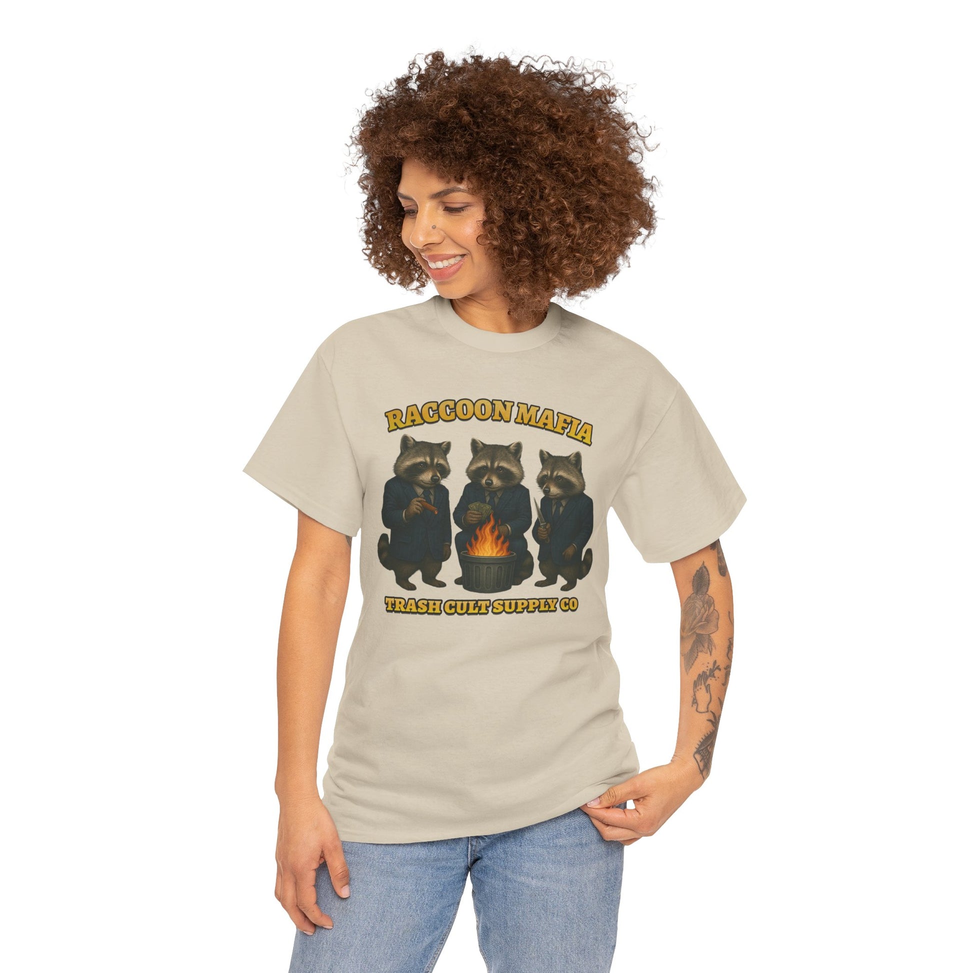 Raccoon Mafia T-Shirt – Realistic Gangster Raccoons in Suits | Trash Cult Supply Co | Gildan 5000