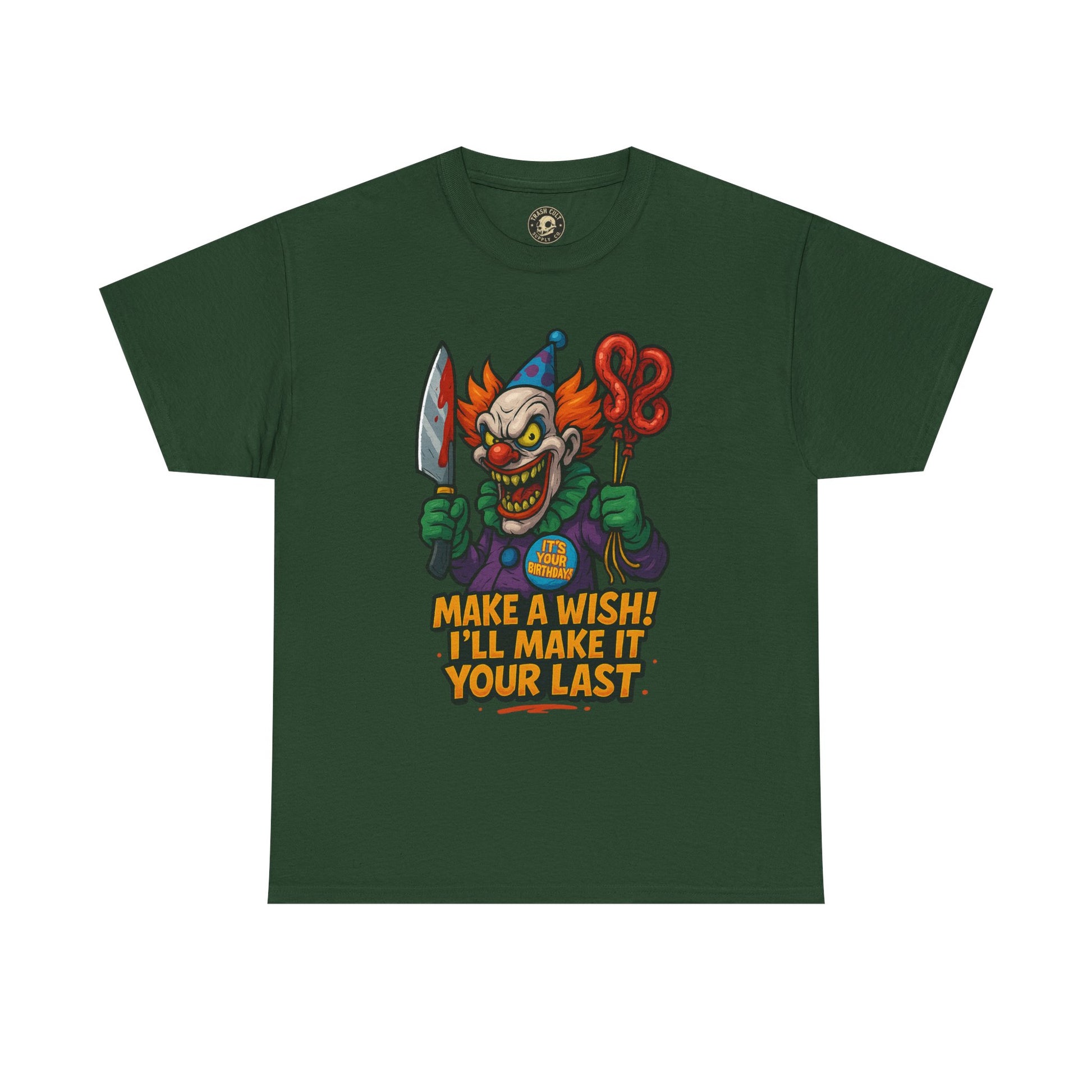 Creepy Clown Tee - Halloween Costume Shirt, Unisex Heavy Cotton Tee, Spooky Graphic Tee, Gag Gift, Horror Fan Apparel