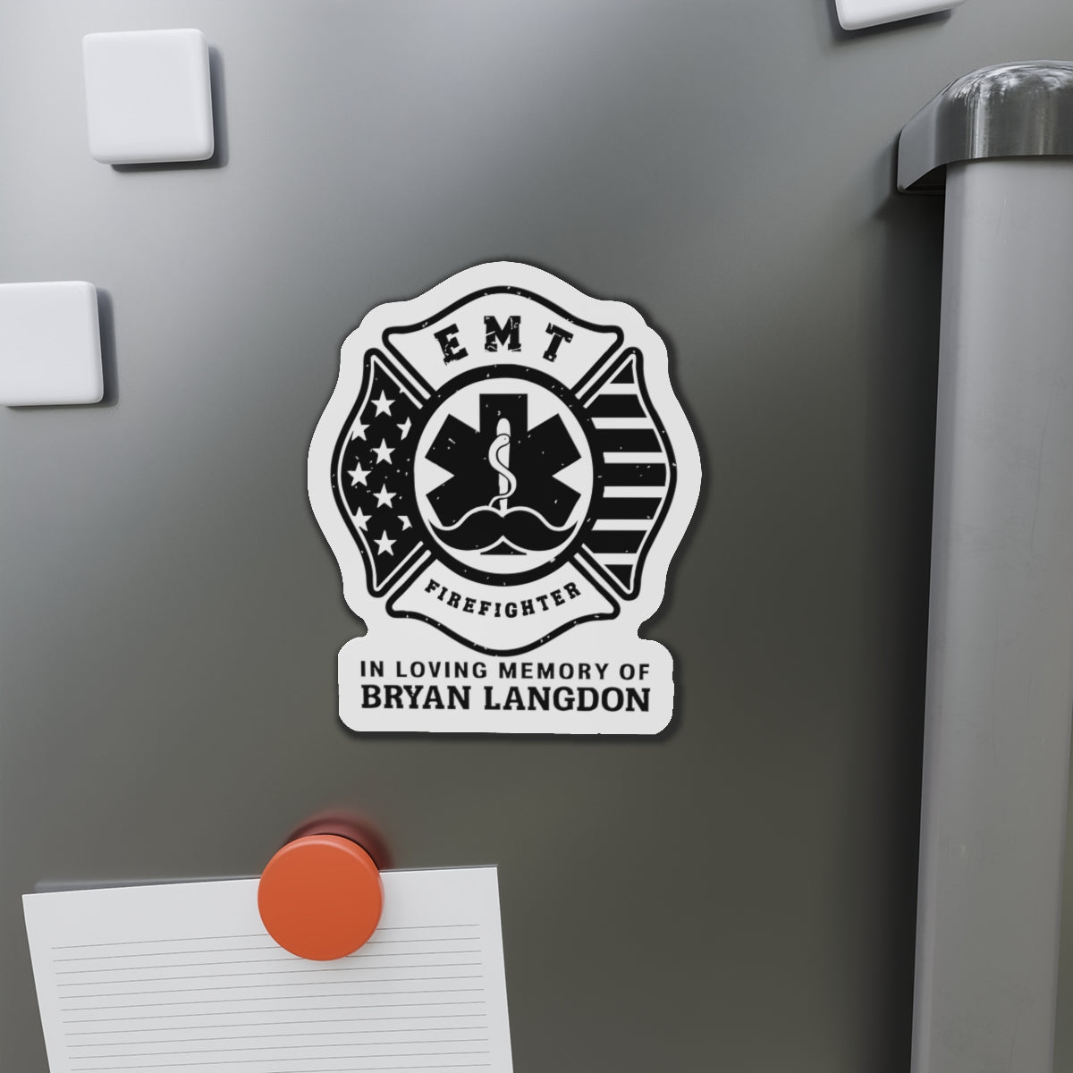Memorial EMT Firefighter Die-Cut Magnet, Tribute to Heroes, First Responder Gift, Fridge Decor, Remembrance Magnet