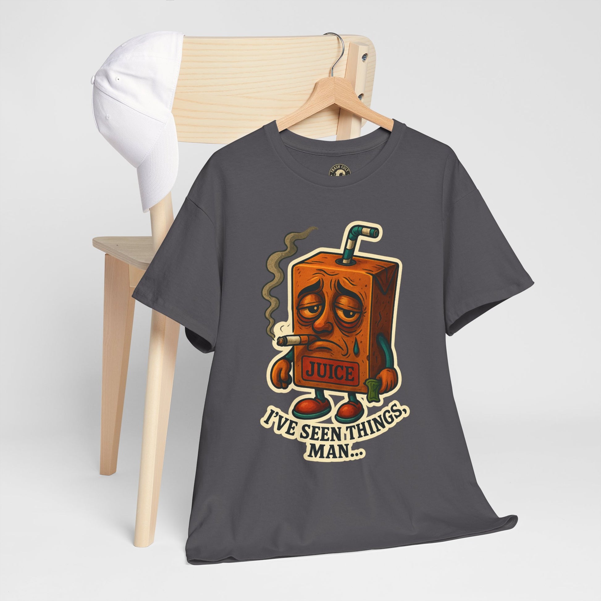 Juice Box Graphic Tee - I've Seen Things Man, Funny T-Shirt, Gift for Friends, Unisex Cotton Tee, Humor Merchandise