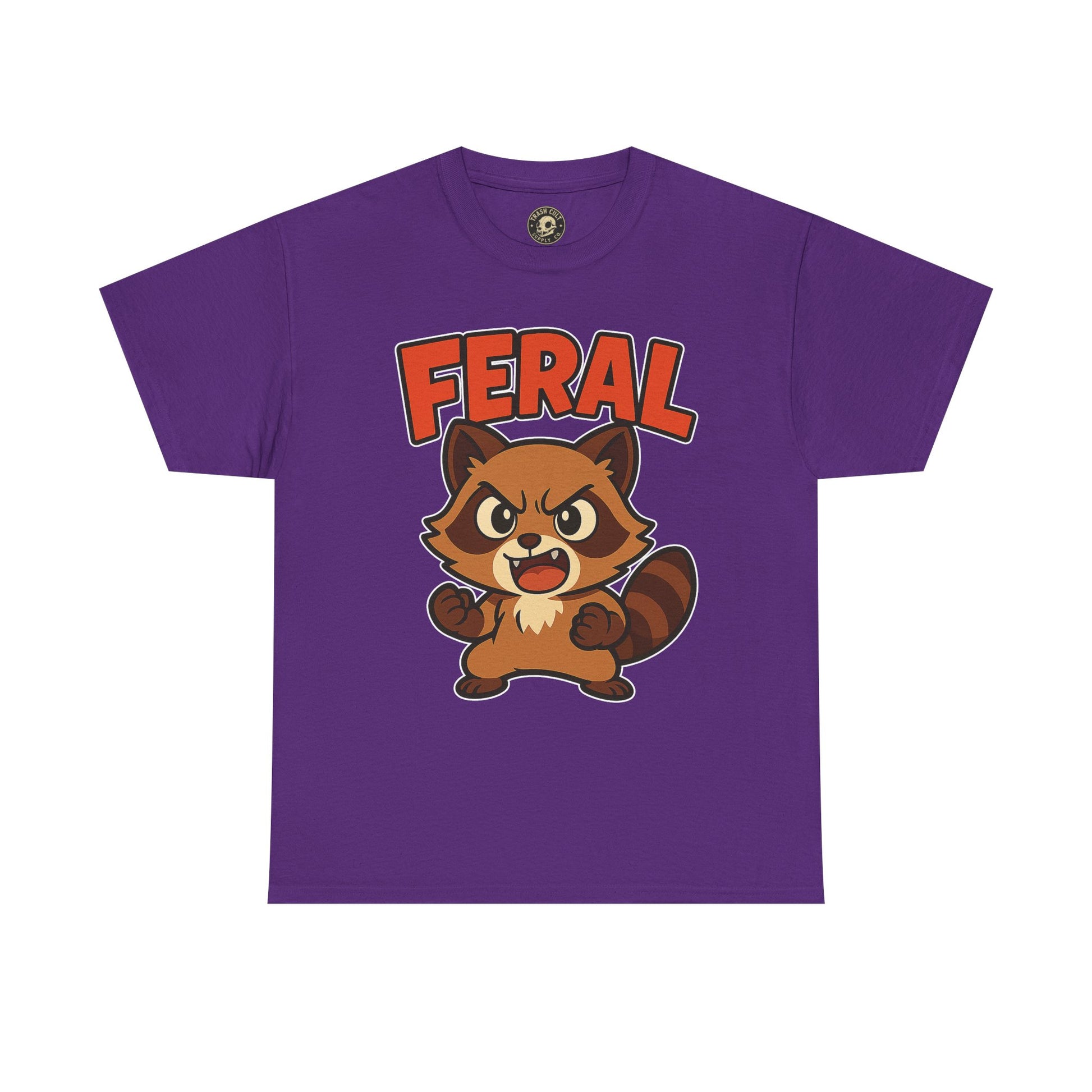 Feral Cartoon Tee - Unisex Heavy Cotton Shirt, Cute Graphic, Animal Lovers Gift, Casual Wear, Fun T-Shirt for Kids & Adults