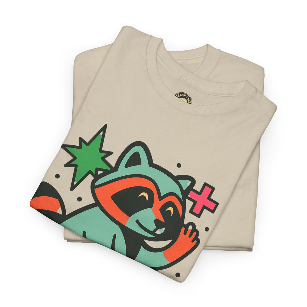 Playful Raccoon Unisex Heavy Cotton Tee | Cute Animal Shirt for Nature Lovers, Graphic Tee, Gift for Kids, Casual Wear, Eco-Friendly