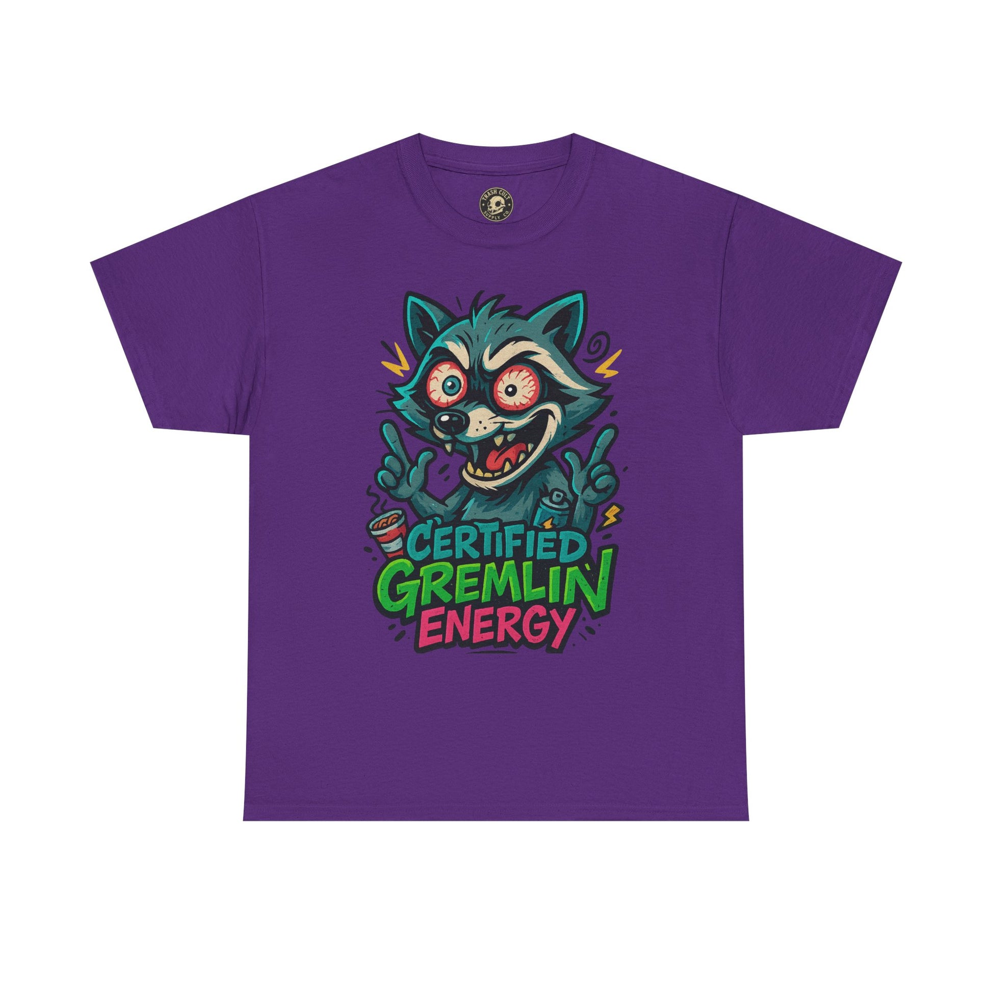 Certified Gremlin Energy Tee – ADHD Raccoon Shirt, Funny Unisex T-Shirt, Graffiti Style Gift for Goblins & Night Owls