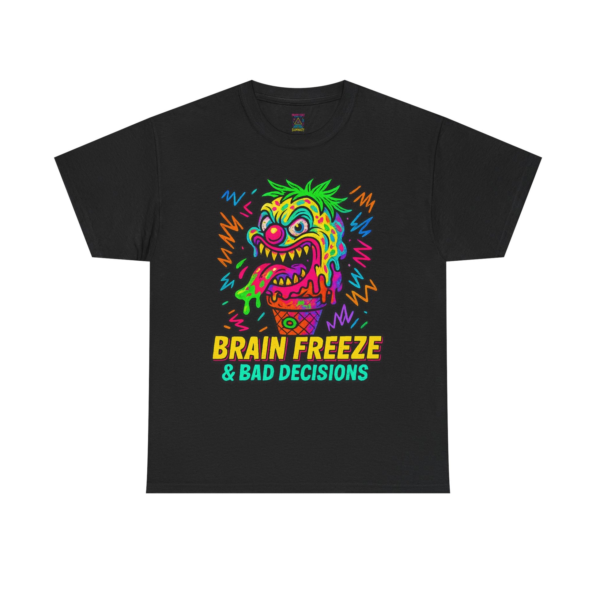 Brain Freeze & Bad Decisions – Limited Edition Neon Ice Cream Monster Tee | Gildan 5000 | Illuminasty Drop