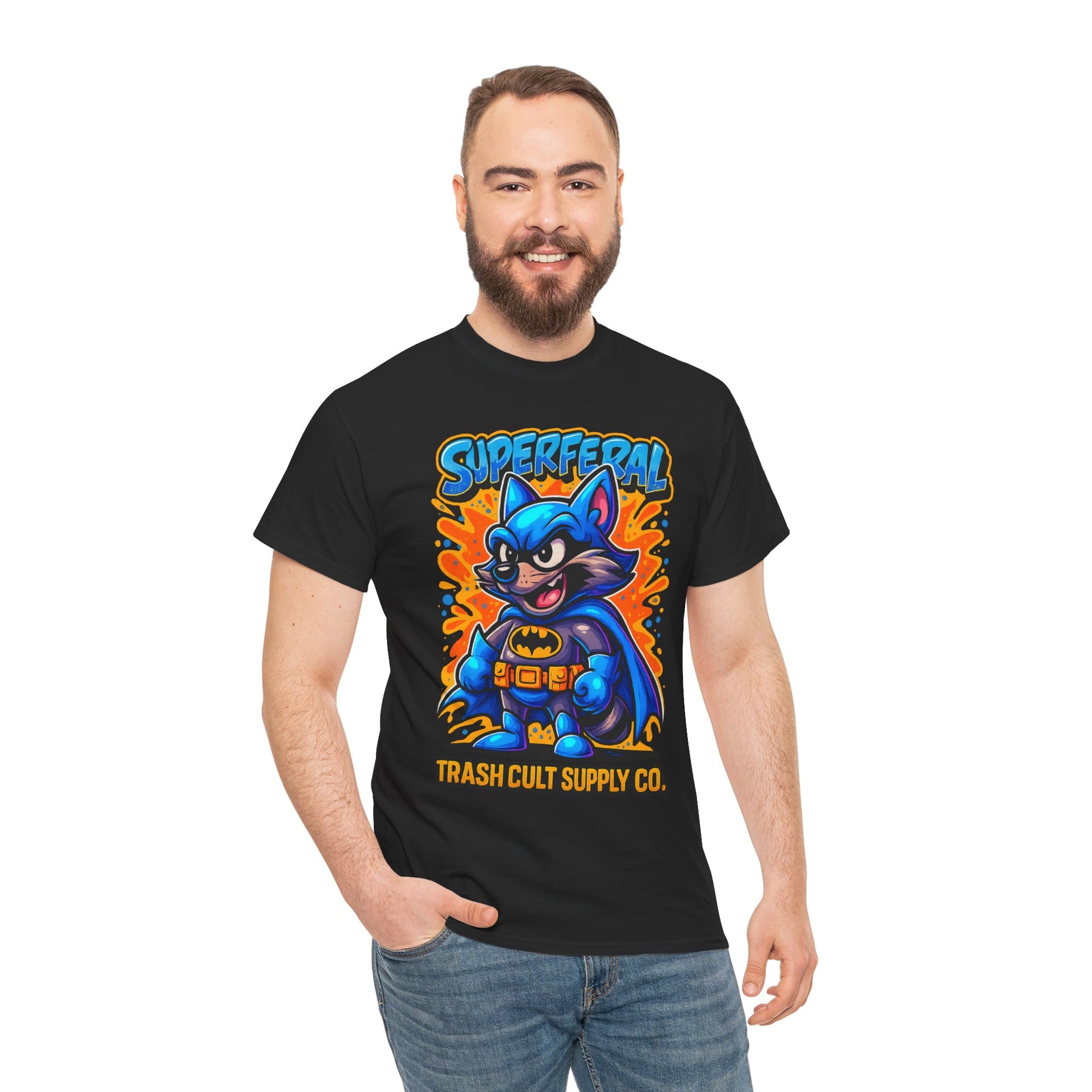 SuperFeral Raccoon Graffiti Shirt – Bold New School Superhero Streetwear | Trash Cult Supply Co