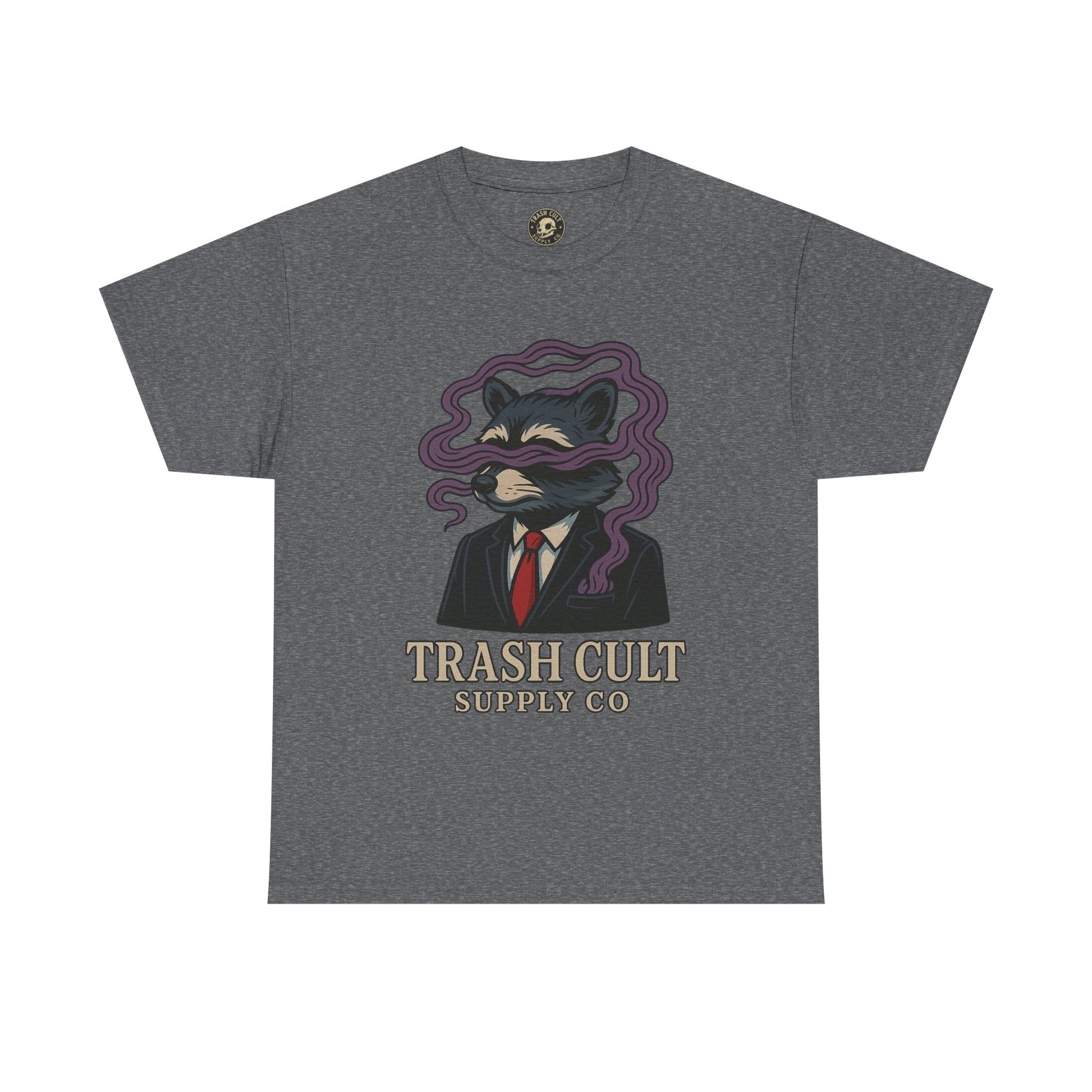 Suited Raccoon Smoke Design – Trash Cult Supply Co | Bold Graffiti Tattoo Tee