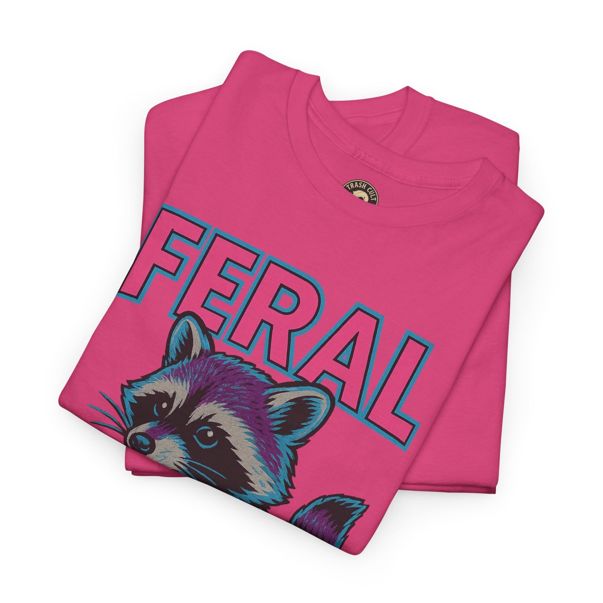 FERAL Raccoon 80s Retro Shirt – Trash Cult Supply Co. – Gildan 5000 Tee