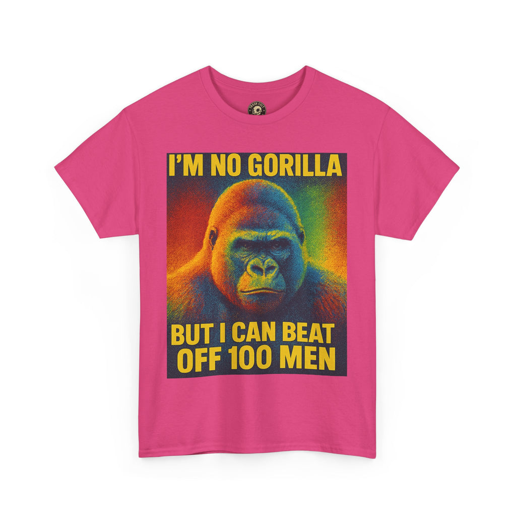 I’m No Gorilla But I Can Beat Off 100 Men Shirt – Multicolor Halftone Gorilla Tee on Gildan 5000