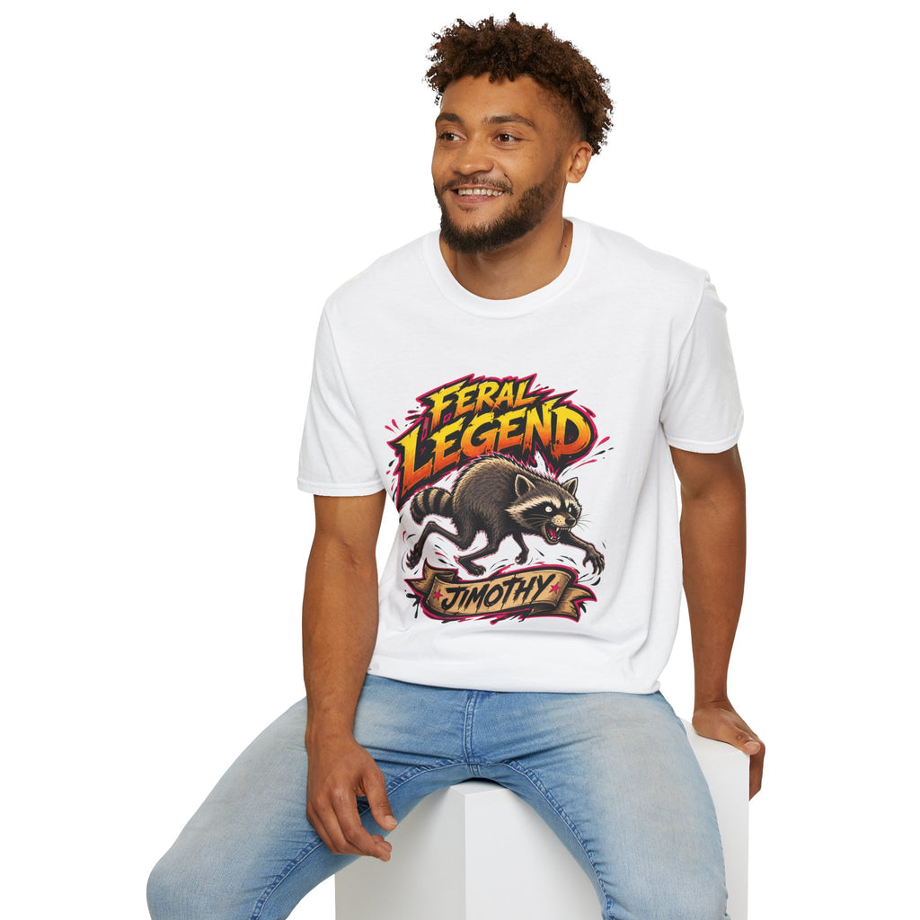 Feral Legend Raccoon Jimothy T-Shirt — Bold Graphic Tee