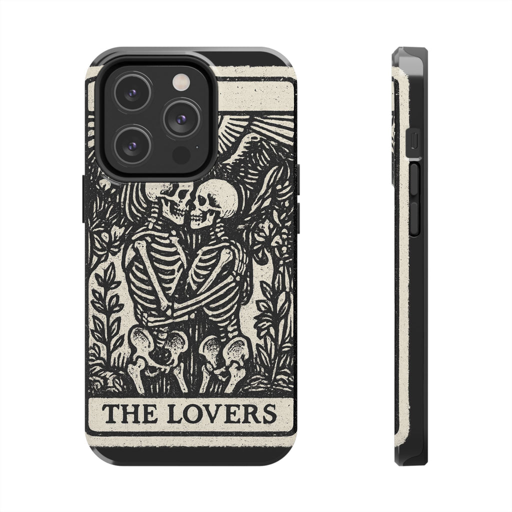 Tough Phone Case with Skeleton Lovers Design, Gothic Phone Cover, Unique Couples Gift, Halloween Accessory, Edgy Tech Design