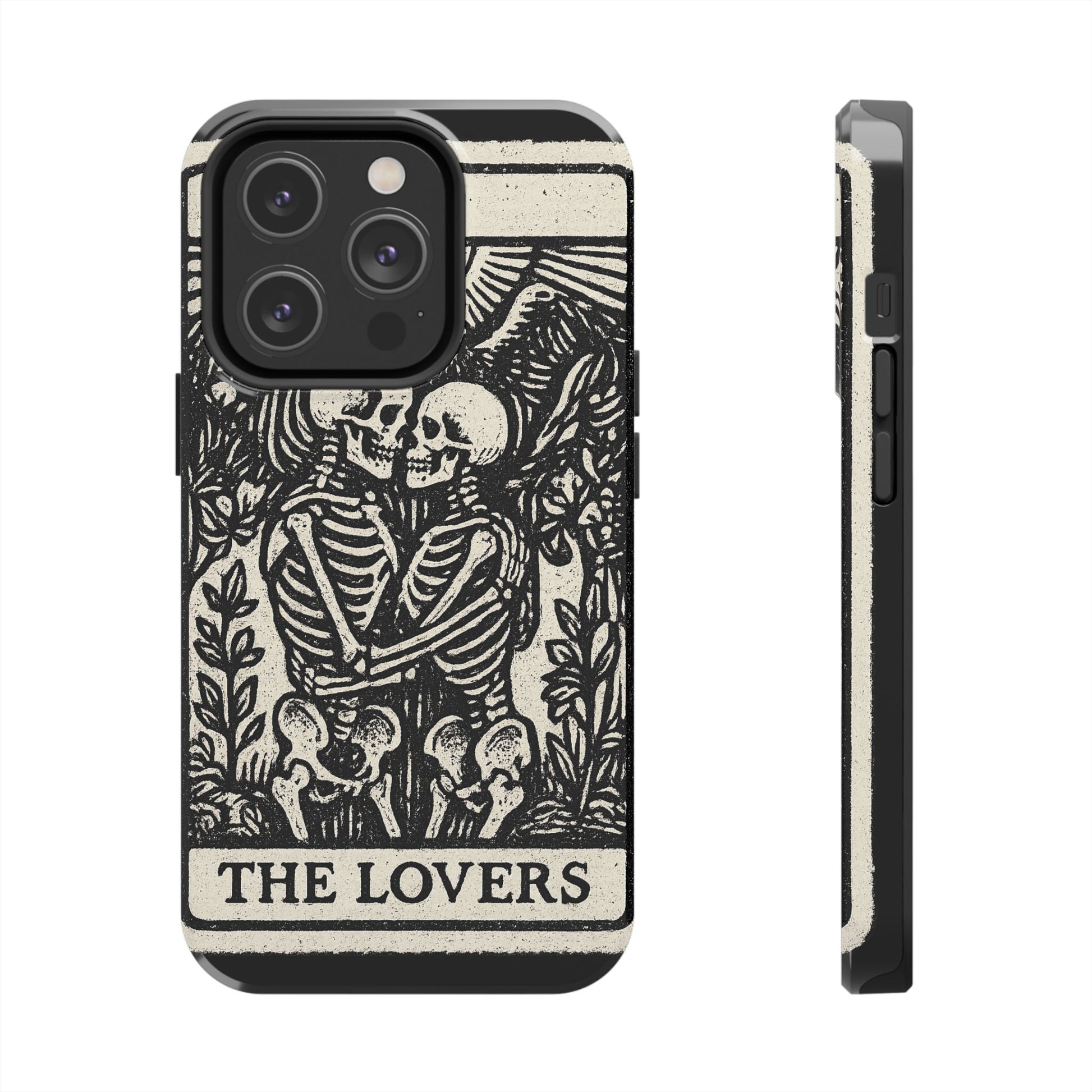 Tough Phone Case with Skeleton Lovers Design, Gothic Phone Cover, Unique Couples Gift, Halloween Accessory, Edgy Tech Design