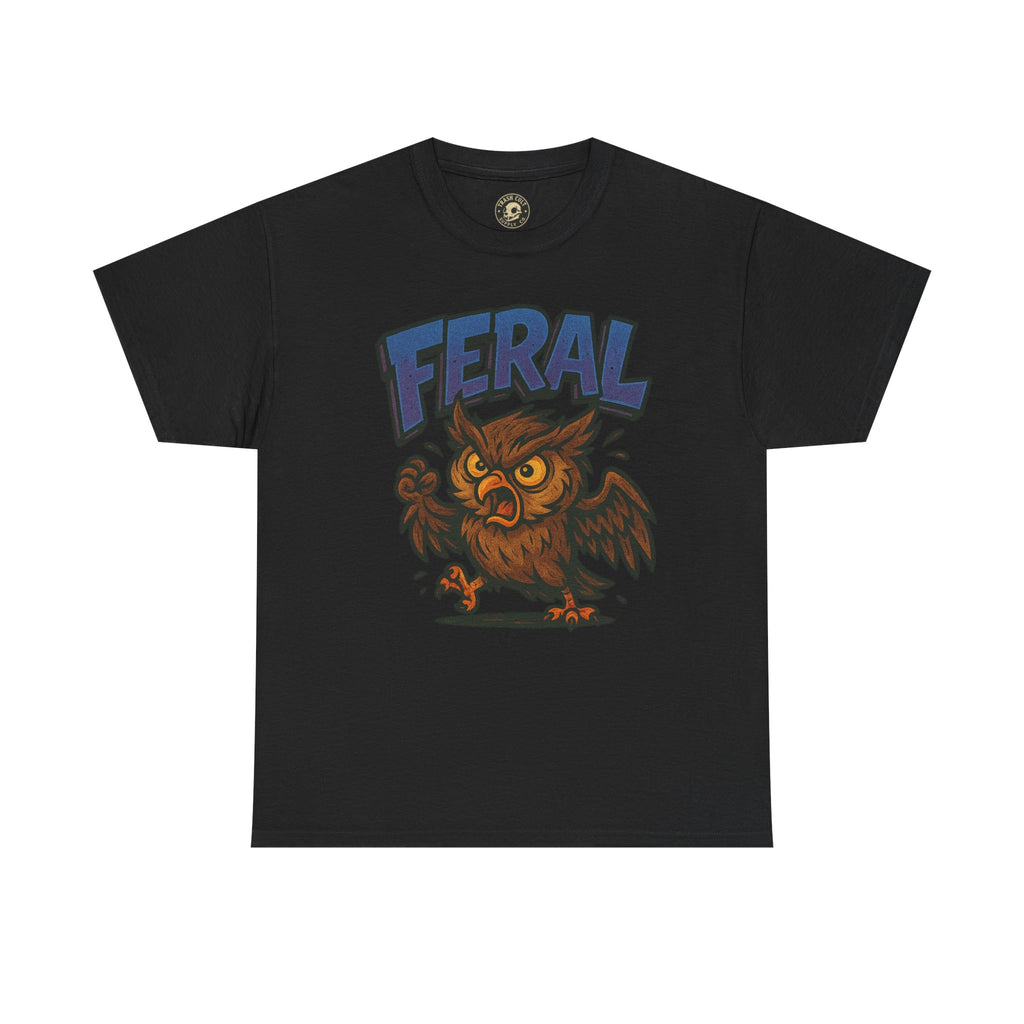Feral Owl T-Shirt – Bold Animal Graphic Tee | Unisex Cotton Shirt for Bird Nerds & Chaos Lovers