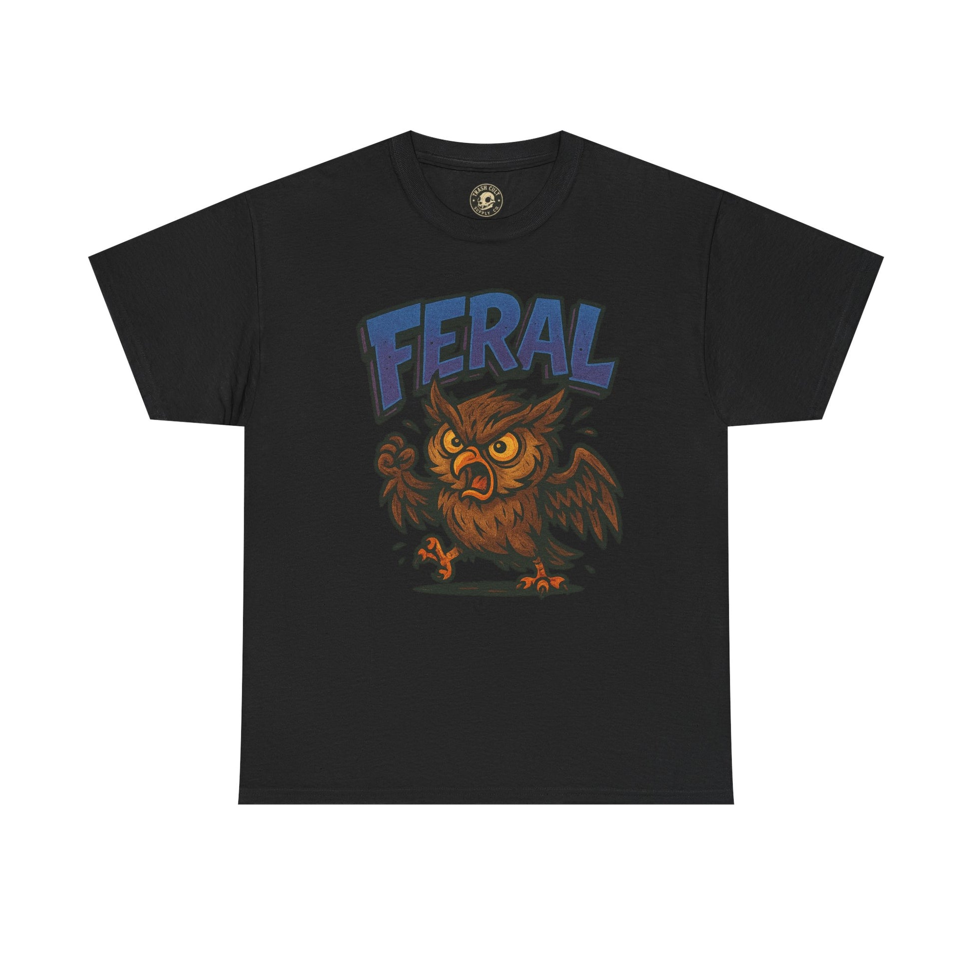 Feral Owl T-Shirt – Bold Animal Graphic Tee | Unisex Cotton Shirt for Bird Nerds & Chaos Lovers