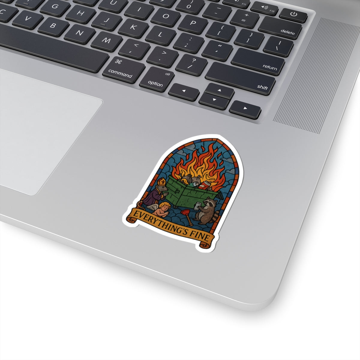 Whimsical Kiss-Cut Stickers - Everything's Fine, Fun Decor, Laptop Stickers, Gift for Friends, Quirky Home Office