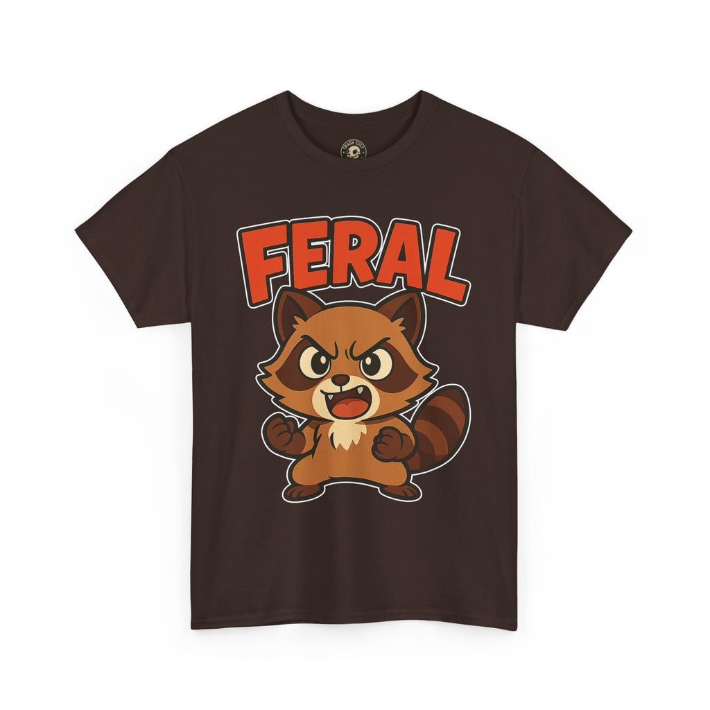 Feral Cartoon Tee - Unisex Heavy Cotton Shirt, Cute Graphic, Animal Lovers Gift, Casual Wear, Fun T-Shirt for Kids & Adults
