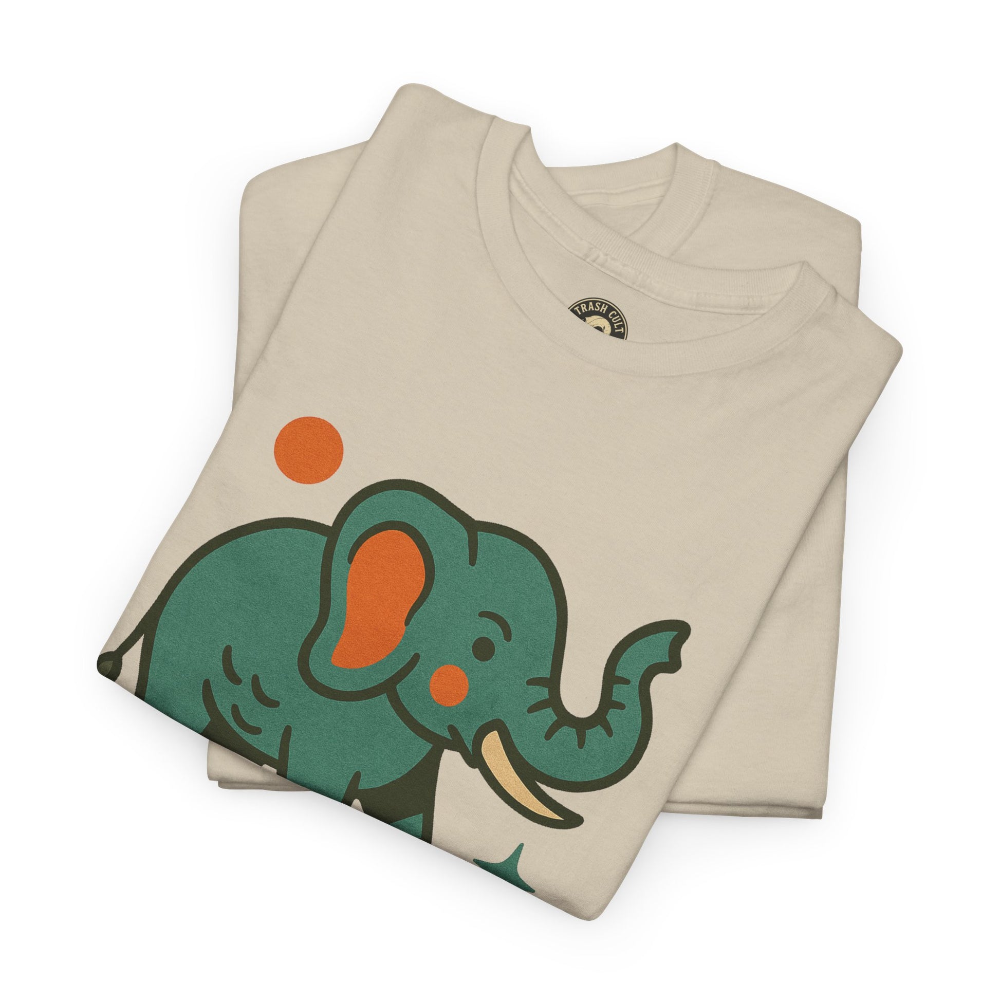 Trash Cult Elephant Unisex Heavy Cotton Tee, Eco-Friendly Shirt, Cool Casual Tee, Gift for Animal Lovers, Vintage Style T-Shirt