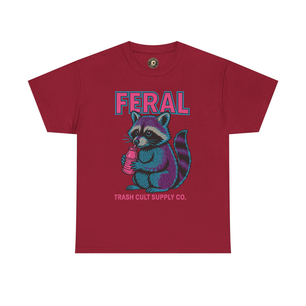 FERAL Raccoon 80s Retro Shirt – Trash Cult Supply Co. – Gildan 5000 Tee