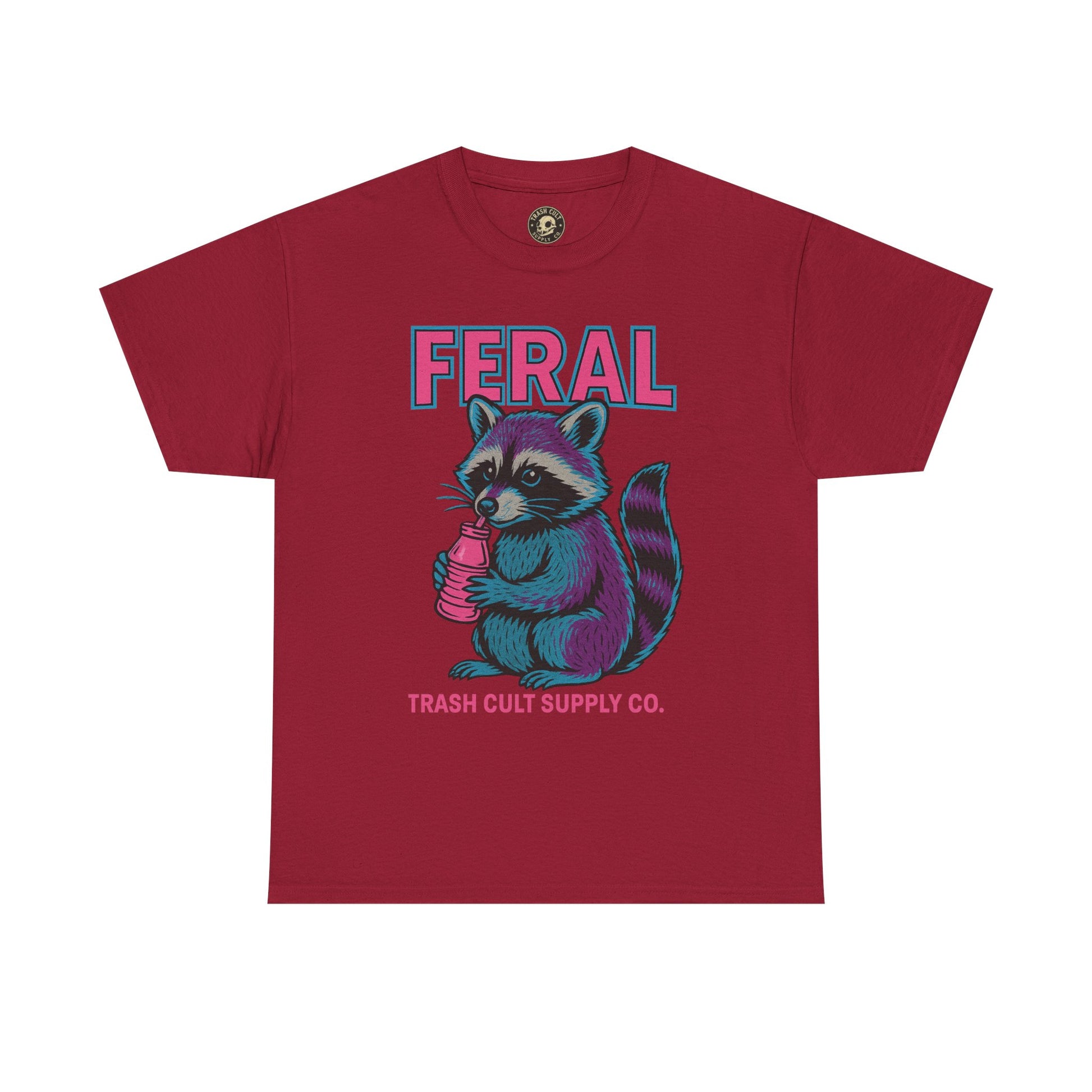 FERAL Raccoon 80s Retro Shirt – Trash Cult Supply Co. – Gildan 5000 Tee