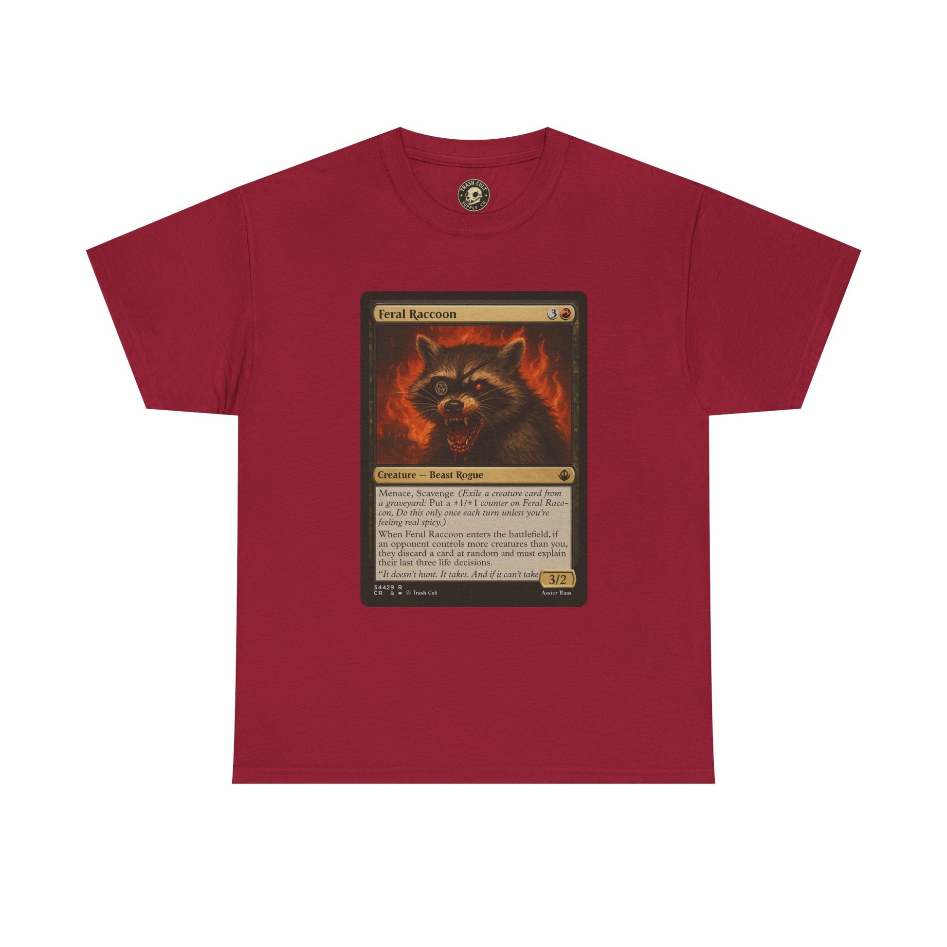 Feral Raccoon Magic Card Shirt – MTG-Inspired Beast Rogue Tee, Trash Cult Creature Card, Gildan 5000 Unisex T-Shirt