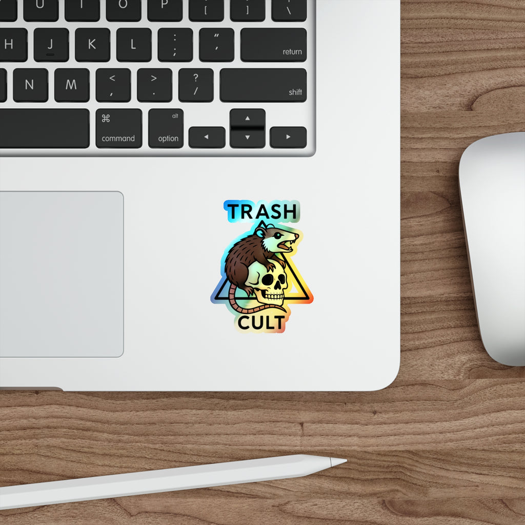 Holographic Trash Cult Stickers - Unique Decals for Skateboards, Laptops, Water Bottles, Fun and Quirky Gifts