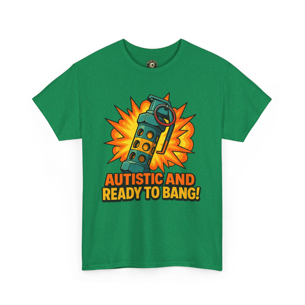 Autistic and Ready to Bang! Unisex Heavy Cotton Tee | Fun Graphic Tee, Autistic Pride, Gift for Autism Awareness, Casual Wear