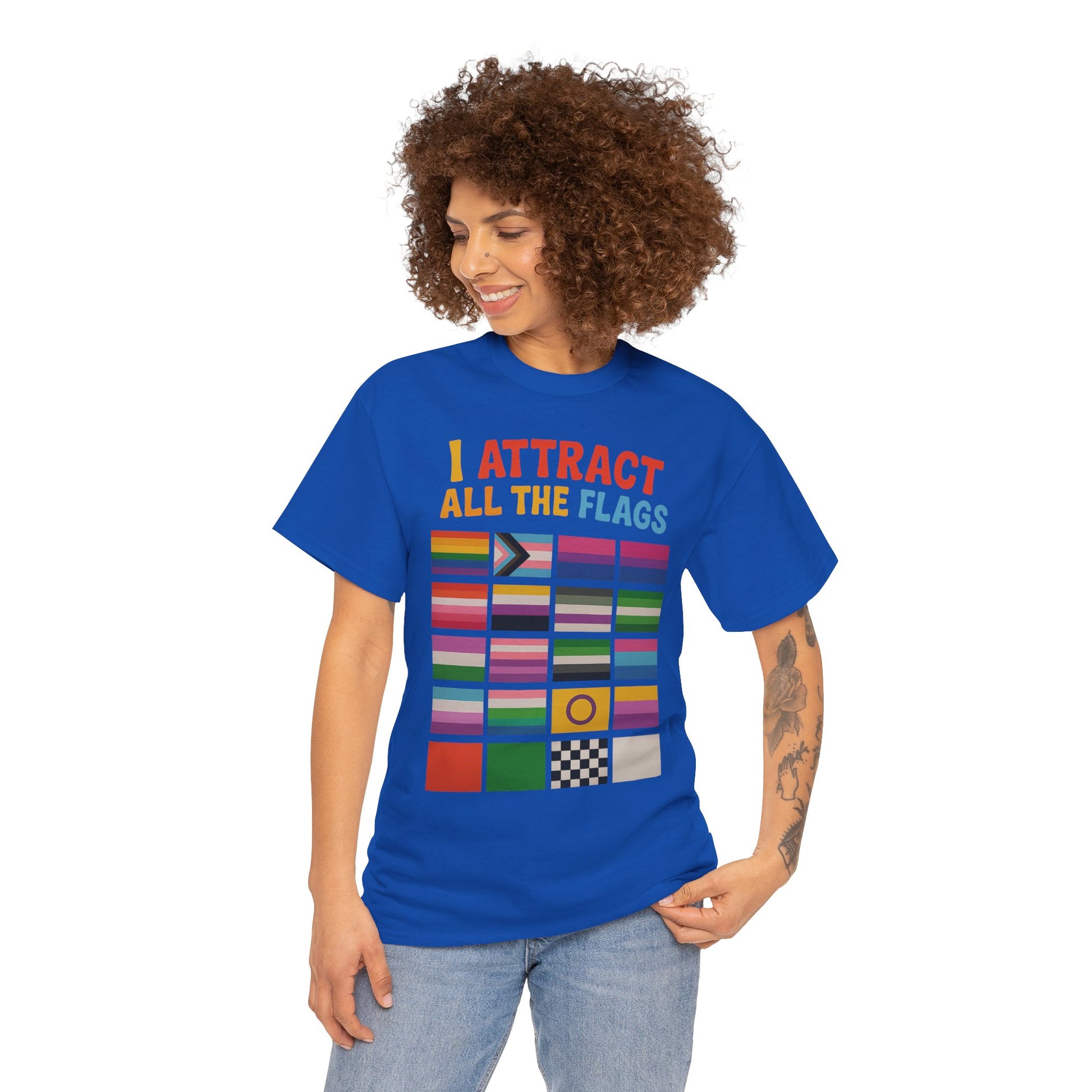 I Attract All The Flags LGBTQ Pride T-Shirt – Funny Inclusivity Shirt – Gildan 5000