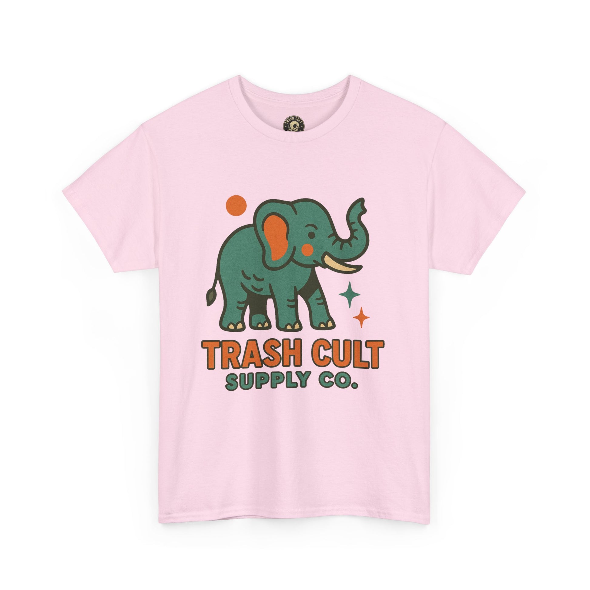 Trash Cult Elephant Unisex Heavy Cotton Tee, Eco-Friendly Shirt, Cool Casual Tee, Gift for Animal Lovers, Vintage Style T-Shirt