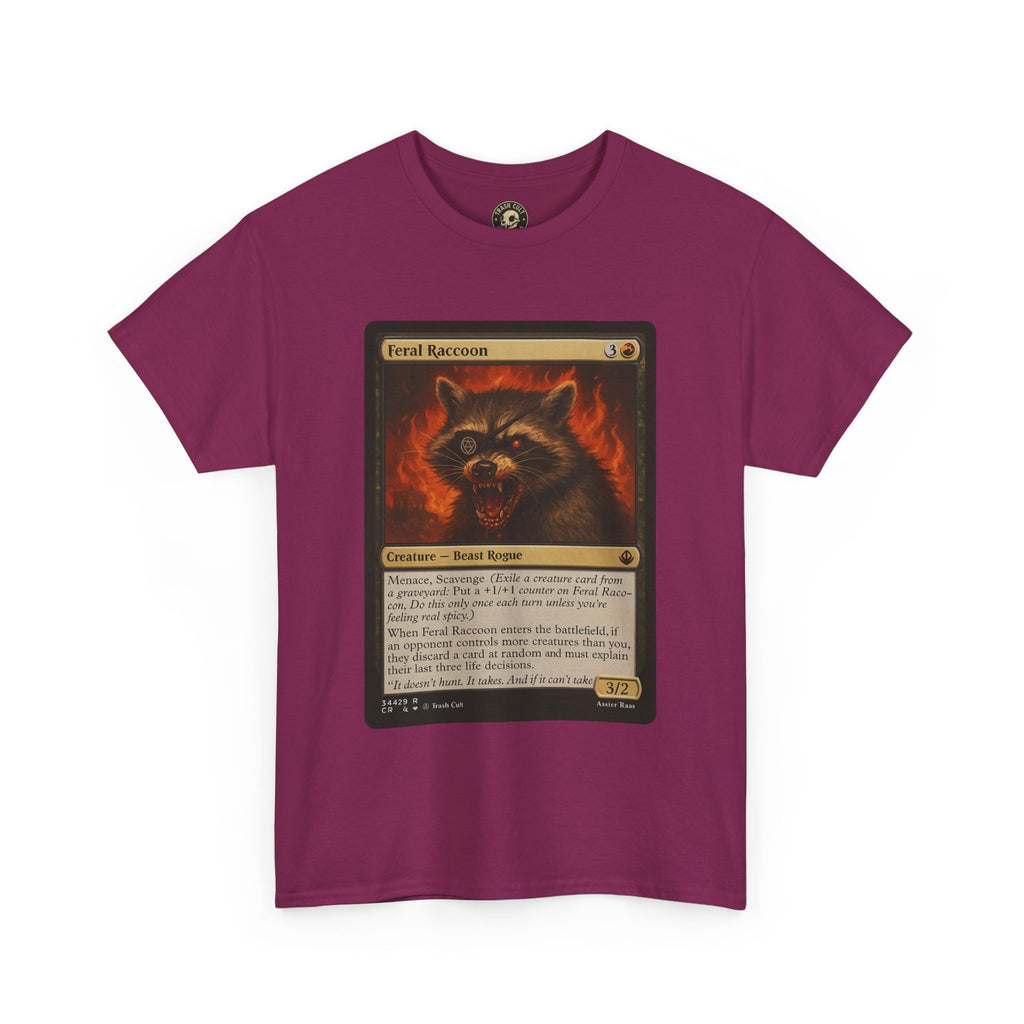 Feral Raccoon Magic Card Shirt – MTG-Inspired Beast Rogue Tee, Trash Cult Creature Card, Gildan 5000 Unisex T-Shirt