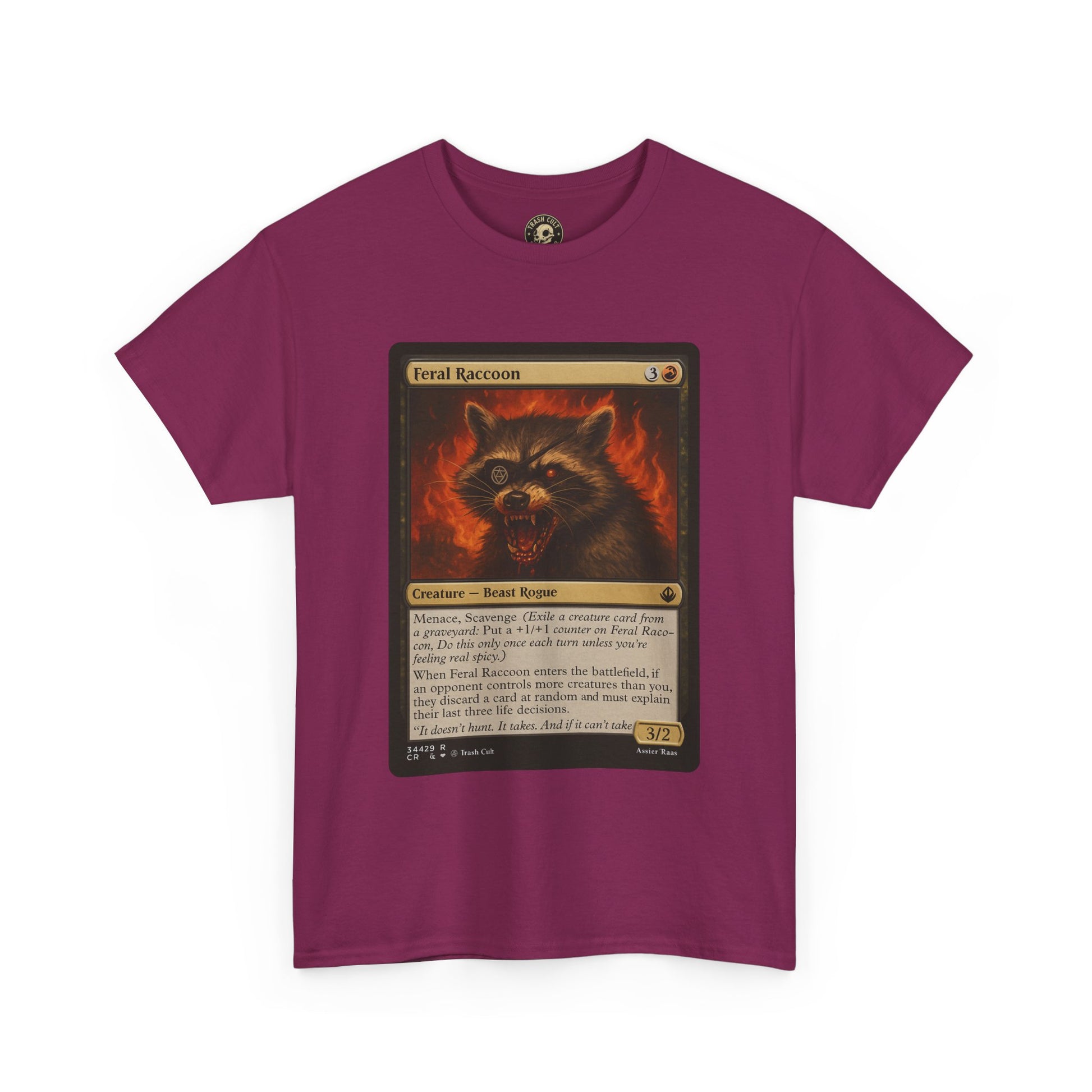 Feral Raccoon Magic Card Shirt – MTG-Inspired Beast Rogue Tee, Trash Cult Creature Card, Gildan 5000 Unisex T-Shirt