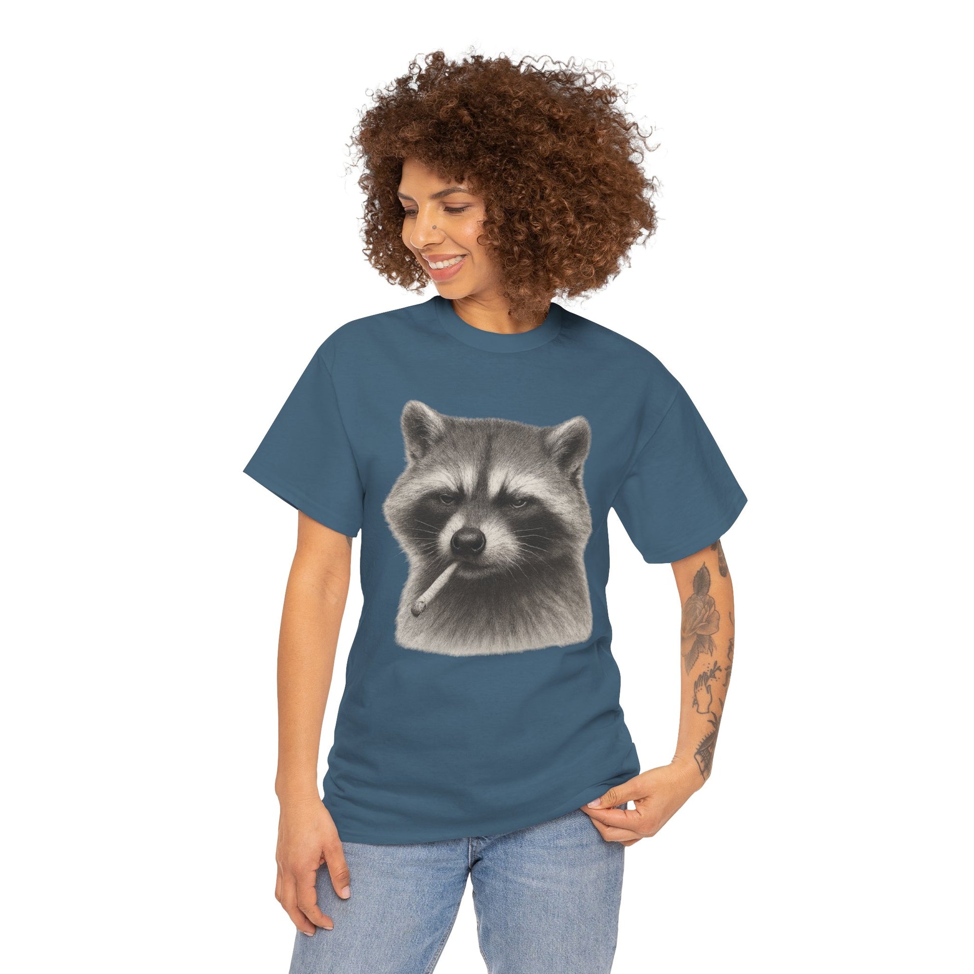 Dirty Harry Raccoon Halftone Shirt – Soft Grit Aesthetic, Smoking Trash Panda Graphic Tee