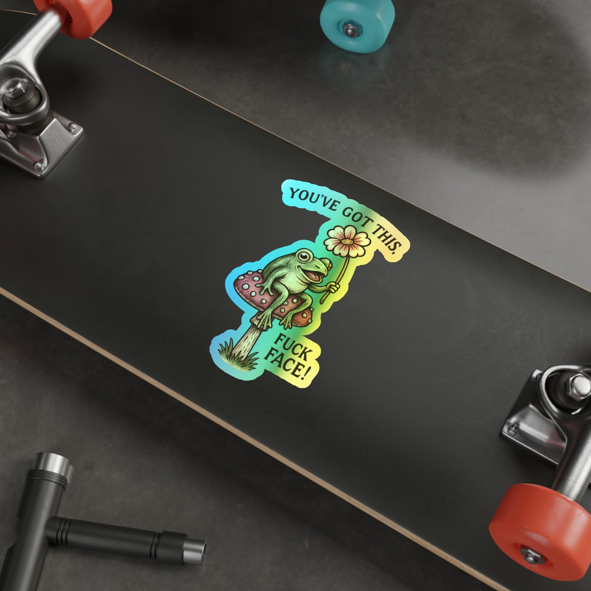 Motivational Holographic Frog Stickers - Fun Decals for Skateboards, Laptops, Water Bottles, Journals, Gift Ideas