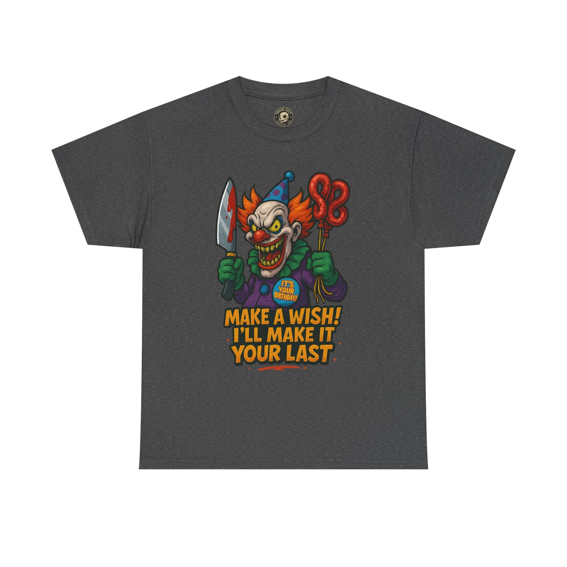 Creepy Clown Tee - Halloween Costume Shirt, Unisex Heavy Cotton Tee, Spooky Graphic Tee, Gag Gift, Horror Fan Apparel