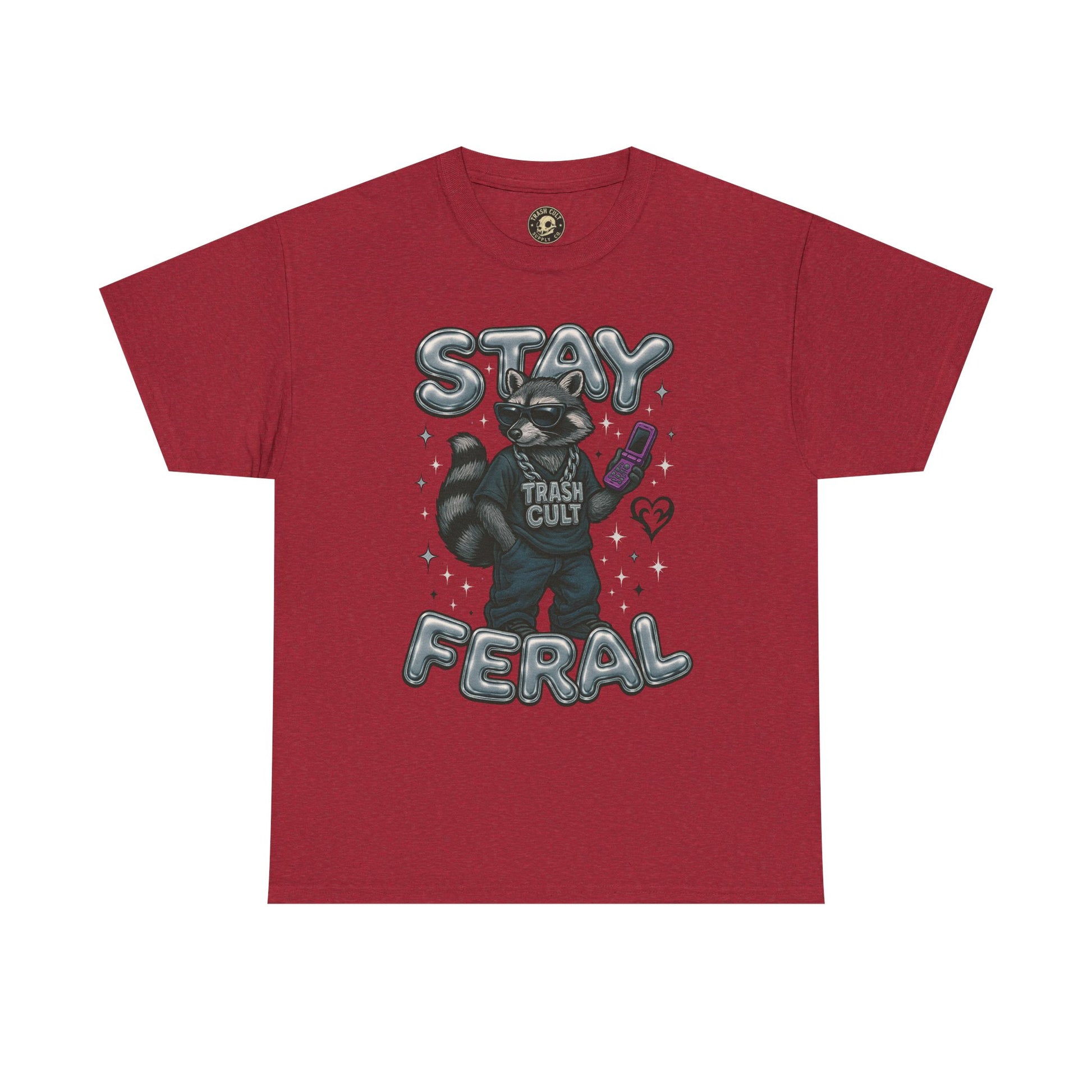 Stay Feral Chrome Raccoon Tee – Y2K Streetwear Trash Cult Shirt